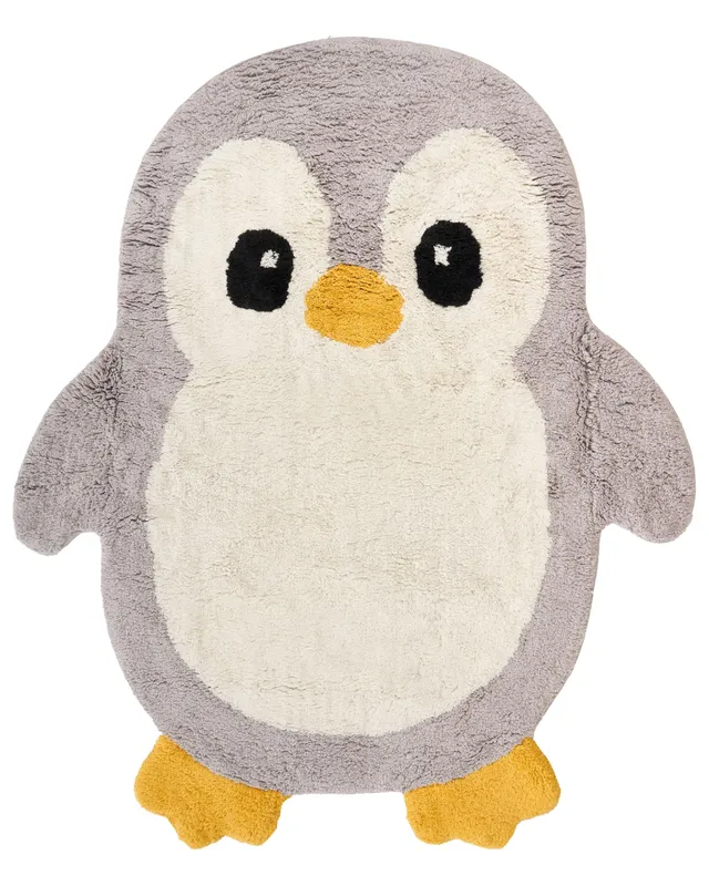 beliani-waddles-teppich-pinguin-grau-100x120-baumwolle image 1