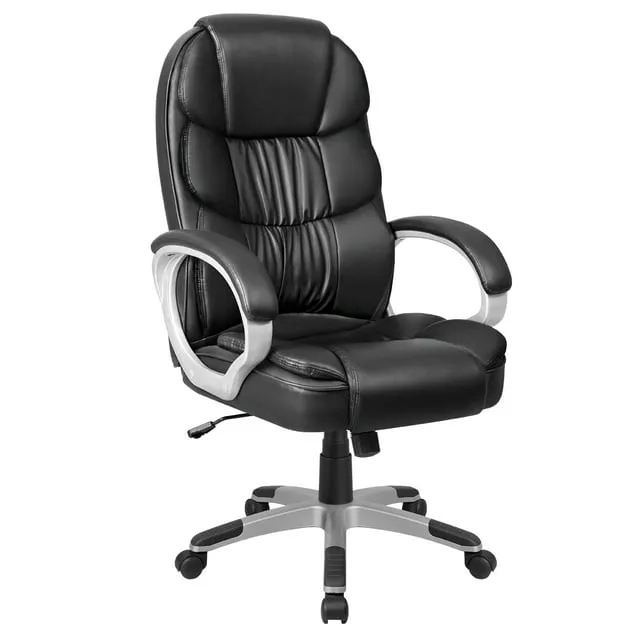 homall-office-leather-chair-chefsessel-schwarz-hochlehn image 1