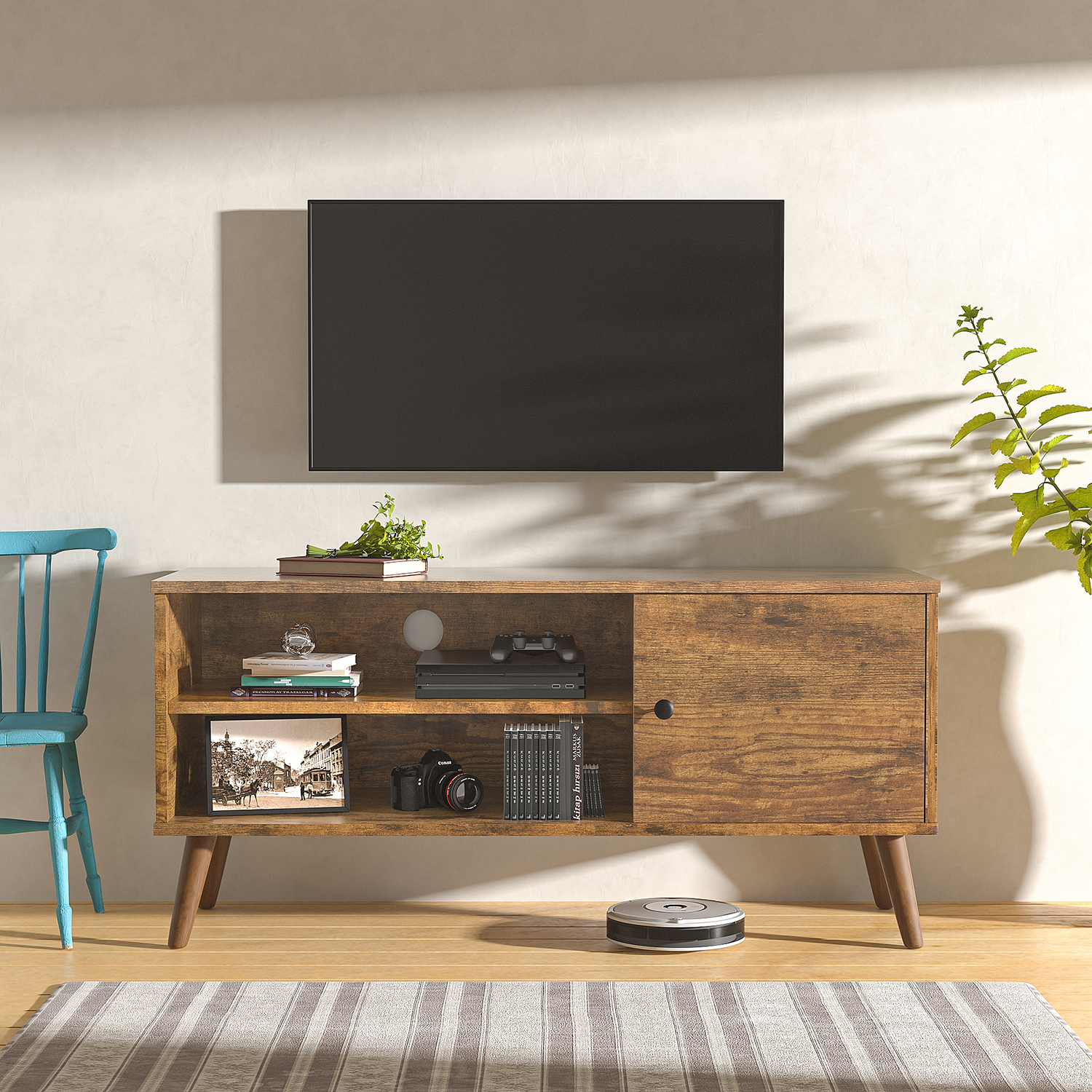 homall-tv-stand-lowboard-retro-holz-100-cm image 2