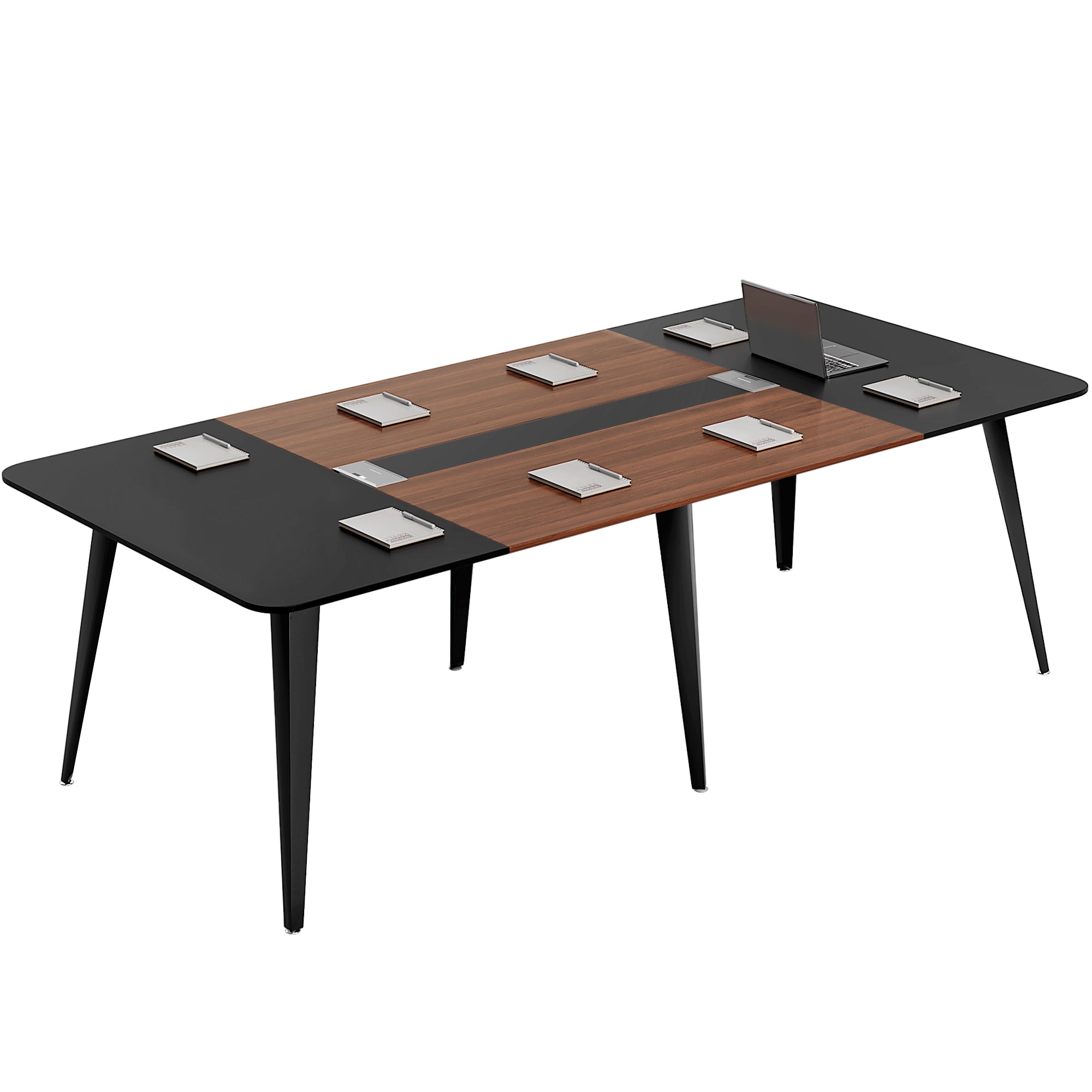 homall-office-desk-konferenztisch-240cm-walnuss-schwarz-10-pers image 4