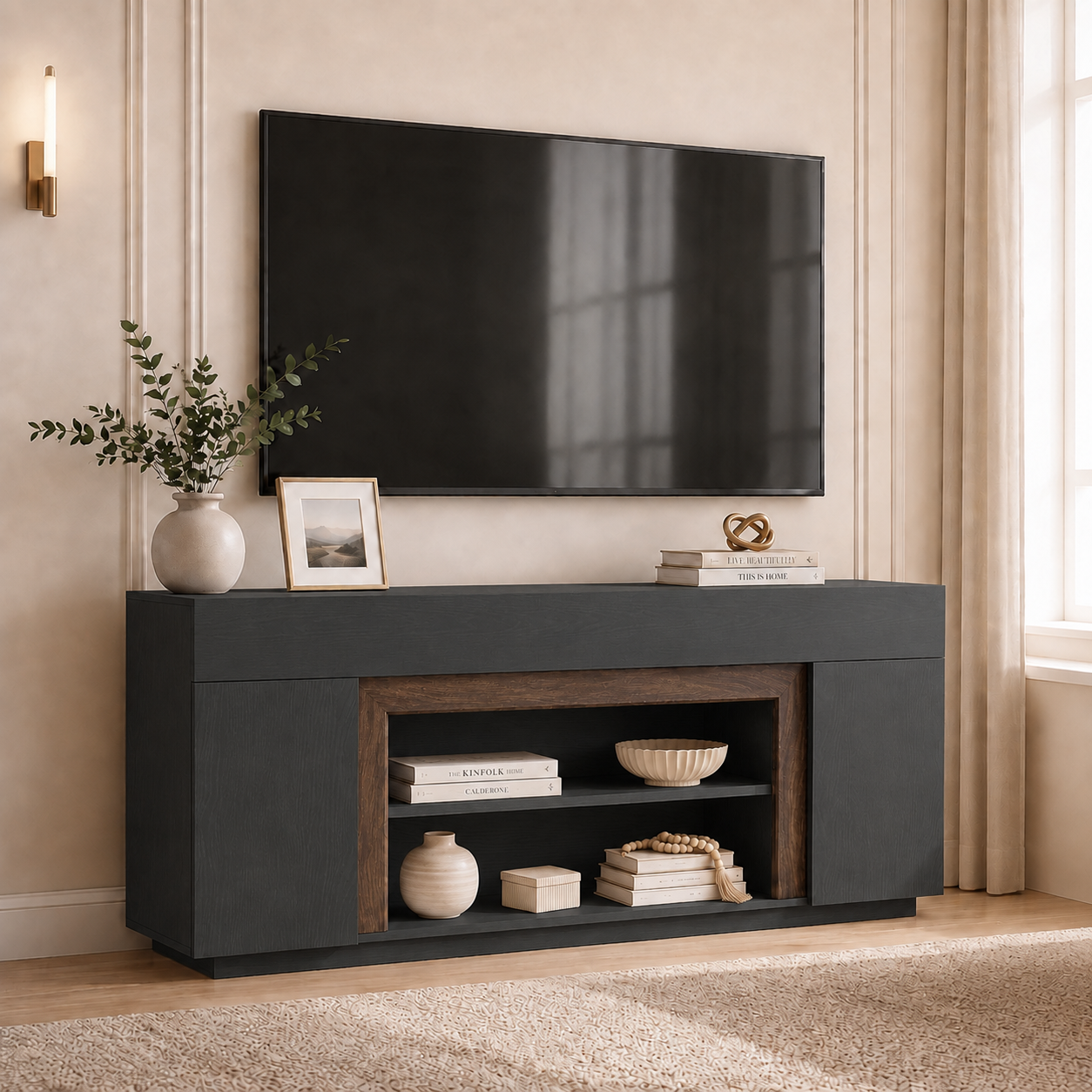 homall-tv-stand-tv-schrank-70-zoll-schwarz-walnuss image 1