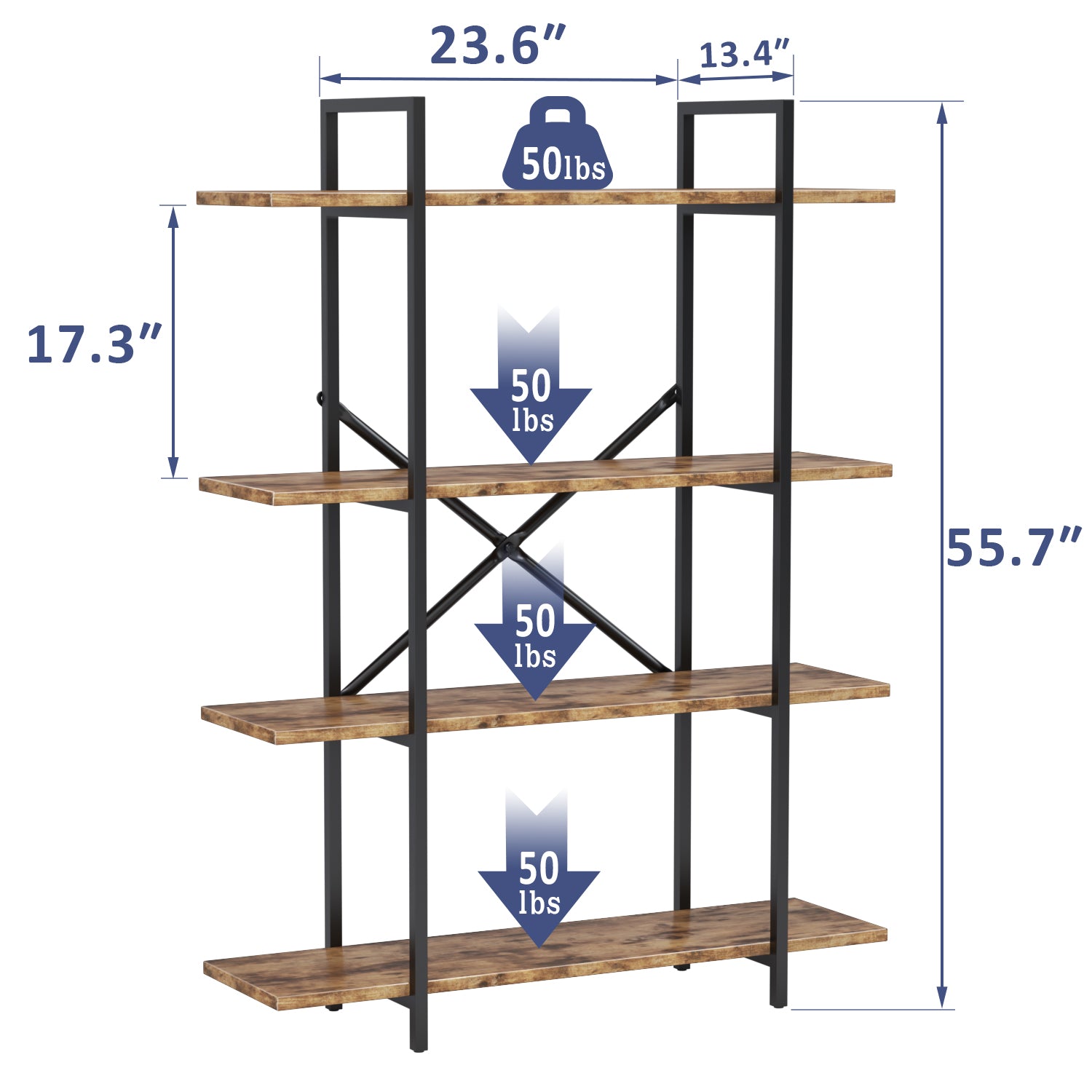 homall-bookcase-b-cherregal-4-f-cher-vintage-holz image 8