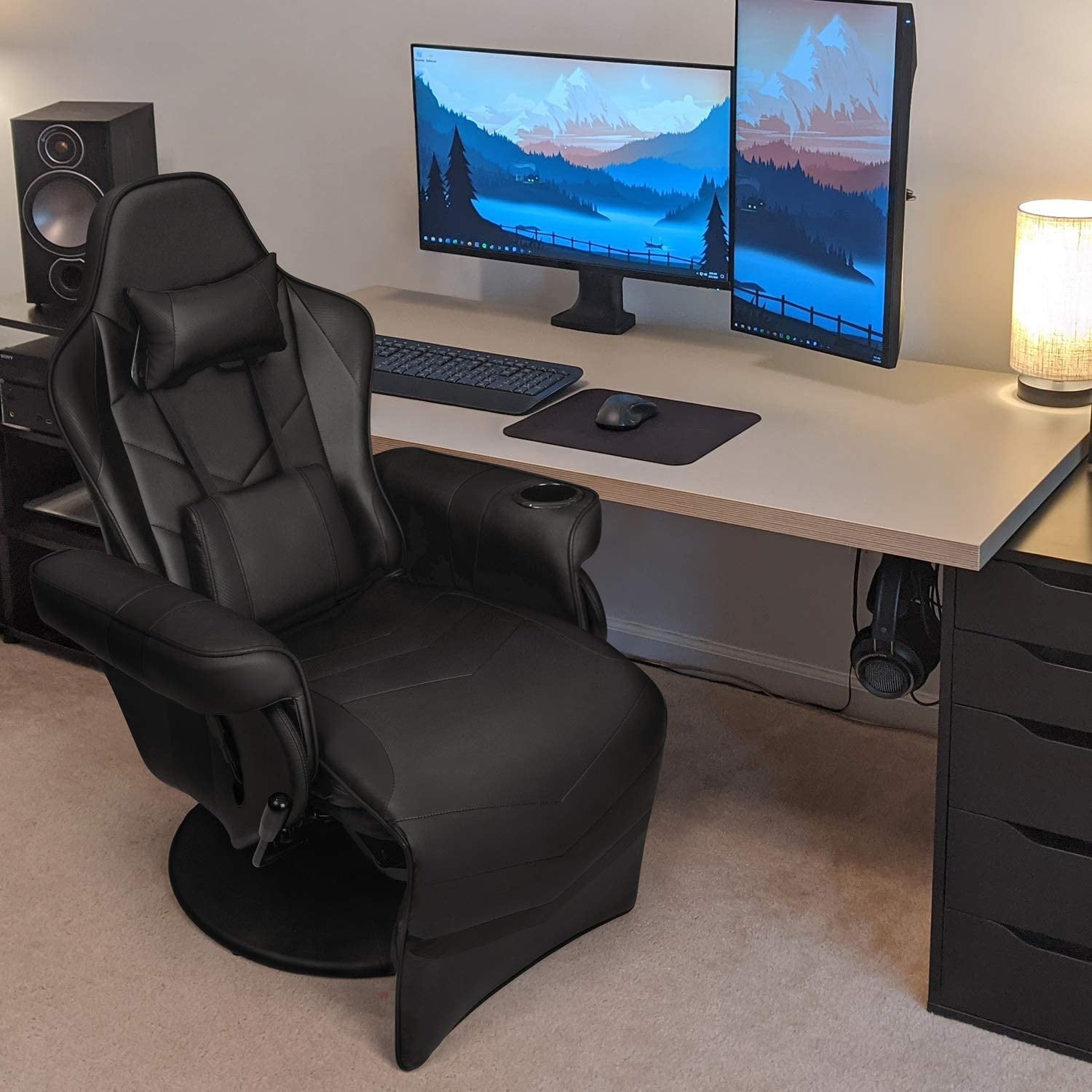 homall-gaming-recliner-sessel-schwarz-mit-fu-st-tze-pu-leder image 3