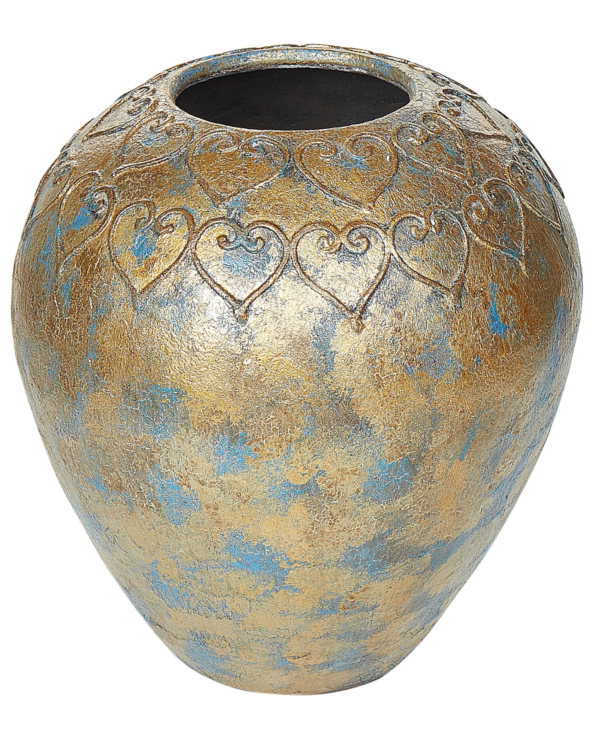beliani-nida-deko-vase-gold-t-rkis-ton-33-cm image 1