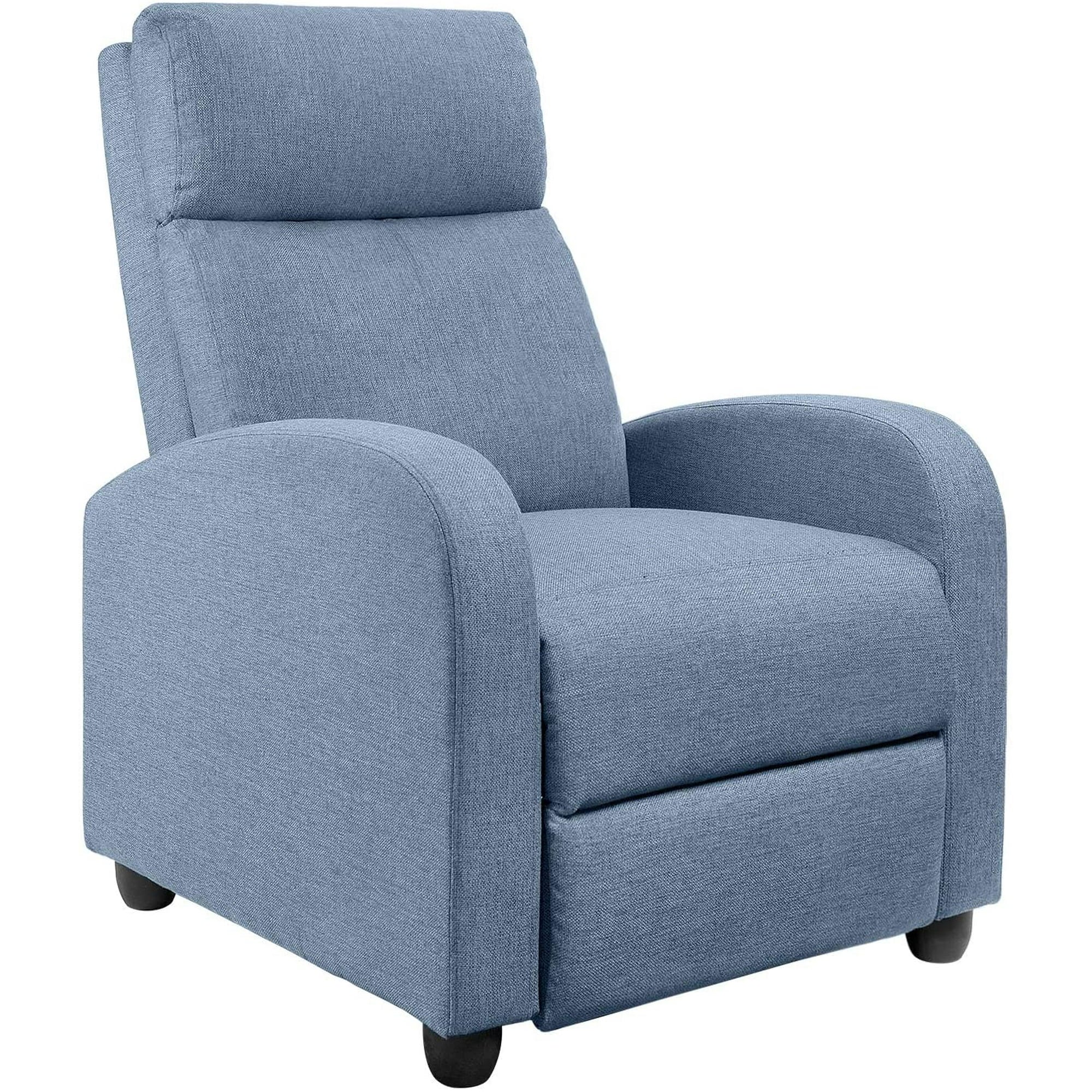 homall-recliner-relaxsessel-blau-stoff-verstellbar-mit-fu-st-tze image 1