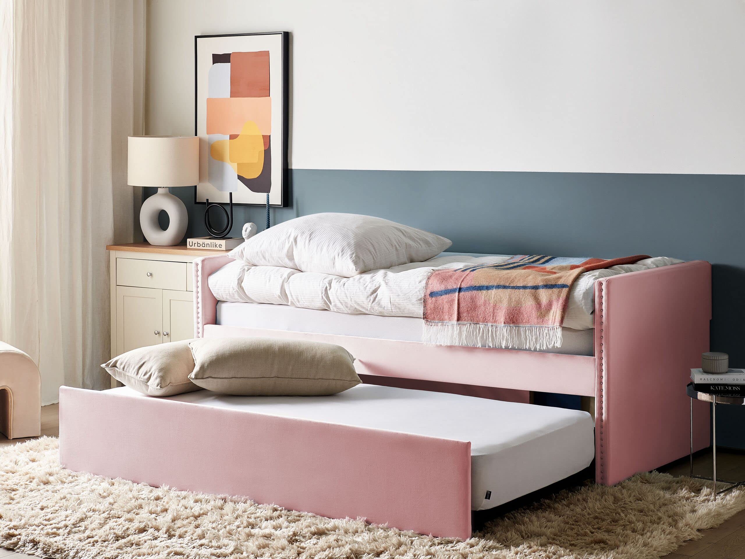 beliani-troyes-tagesbett-90x200-rosa-samt-ausziehbar image 2