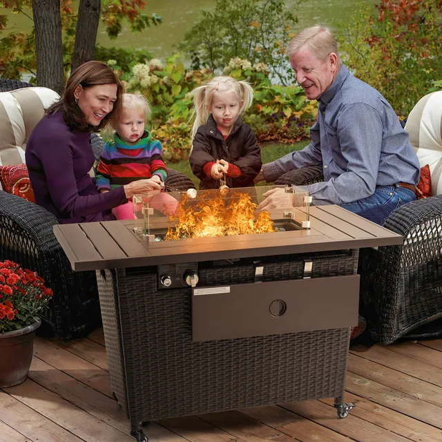 homall-feuertisch-rattan-gas-50000-btu-braun-rollen image 1