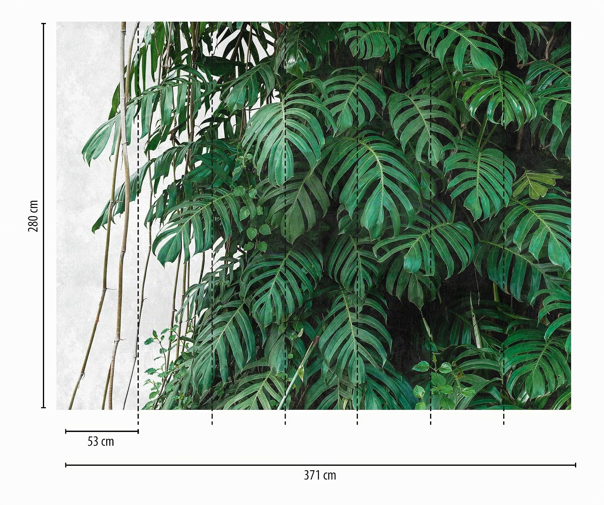 livingwalls-dschungel-fototapete-palmen-gr-n-grau-3-71x2-80m image 5