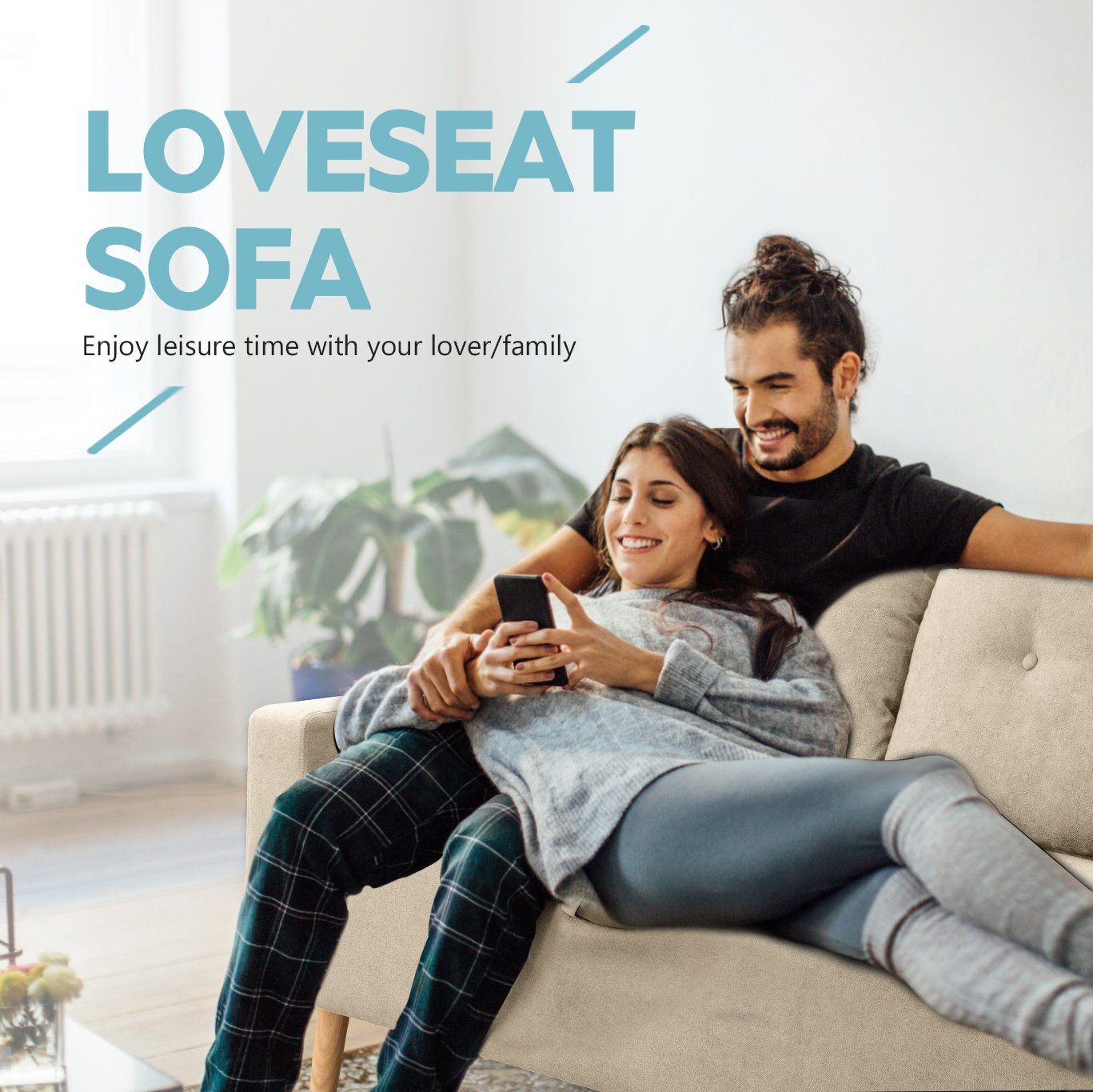 homall-sofa-zweisitzer-stoffsofa-beige-mit-holzbeinen image 3