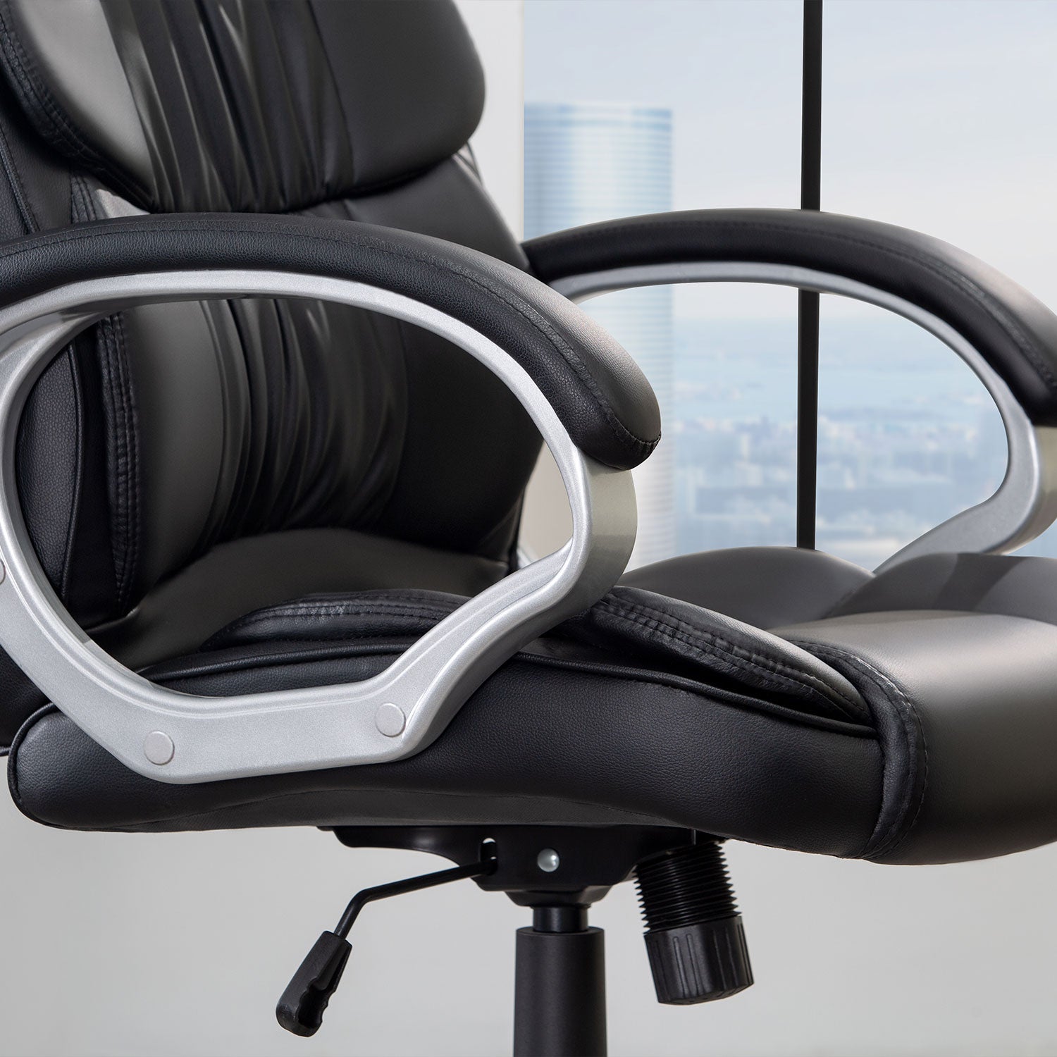 homall-office-leather-chair-b-rostuhl-kunstleder-schwarz-2 image 6