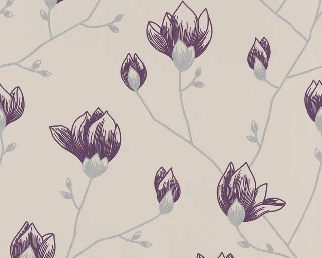 a-s-cr-ation-6599-34-vliestapete-beige-lila-grau-floral image 1
