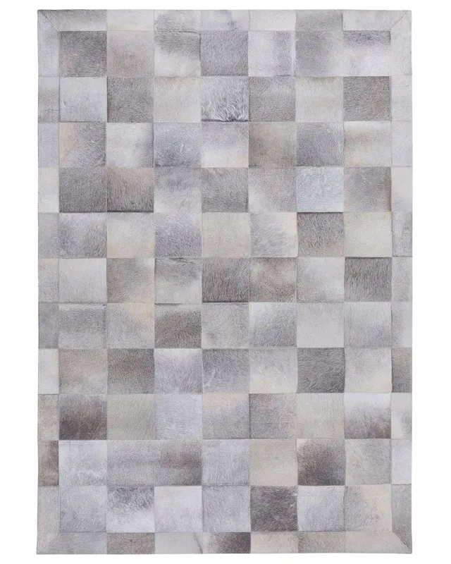 beliani-alacam-echtleder-teppich-140x200-cm-hellgrau image 1