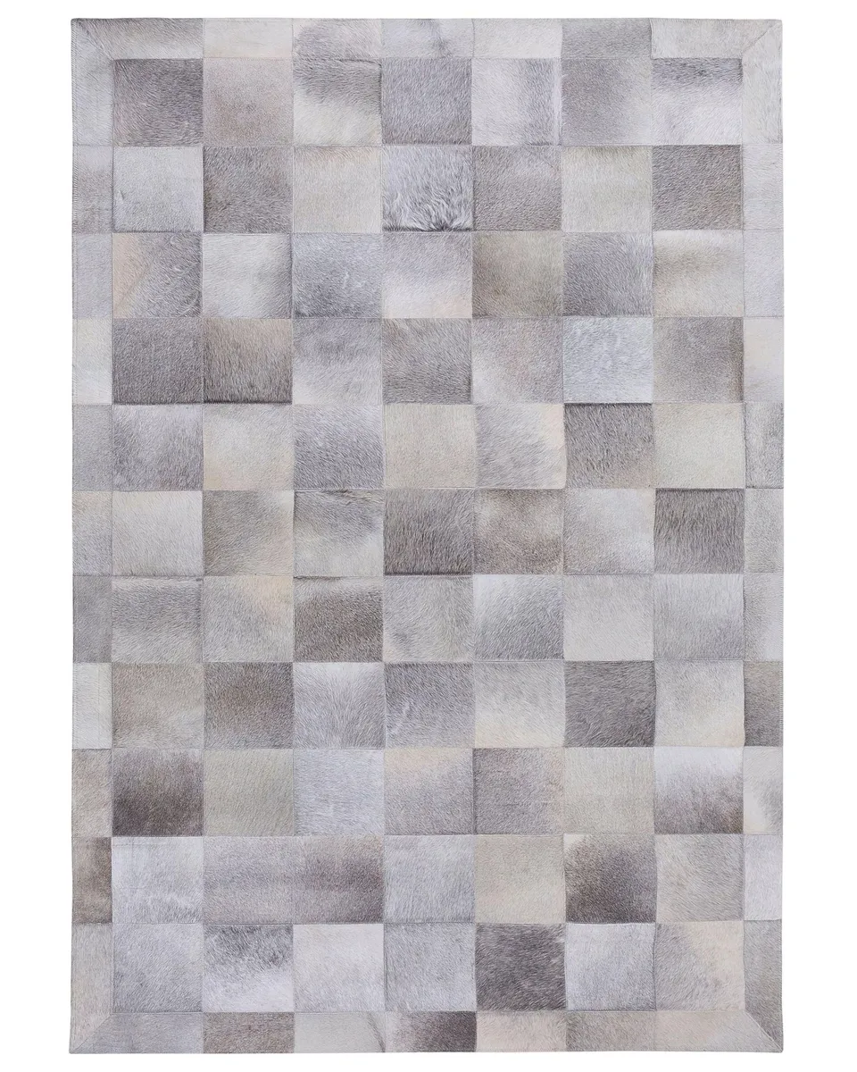 beliani-alacam-echtleder-teppich-140x200-cm-hellgrau image 1