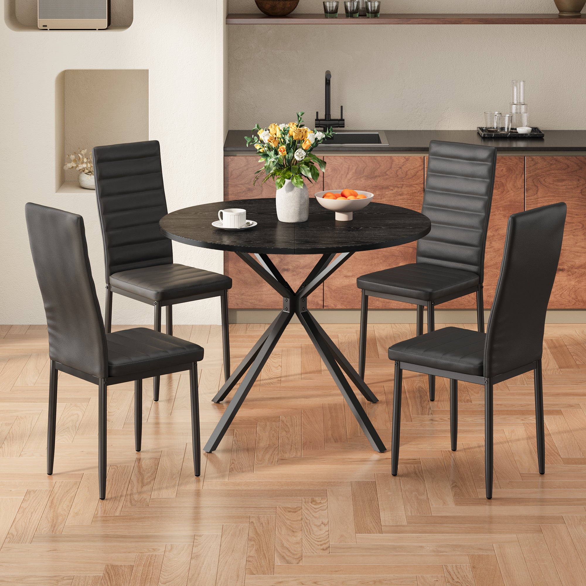 bealife-tb64-essgruppe-rund-schwarz-100-cm-5-tlg-4-st-hle image 8