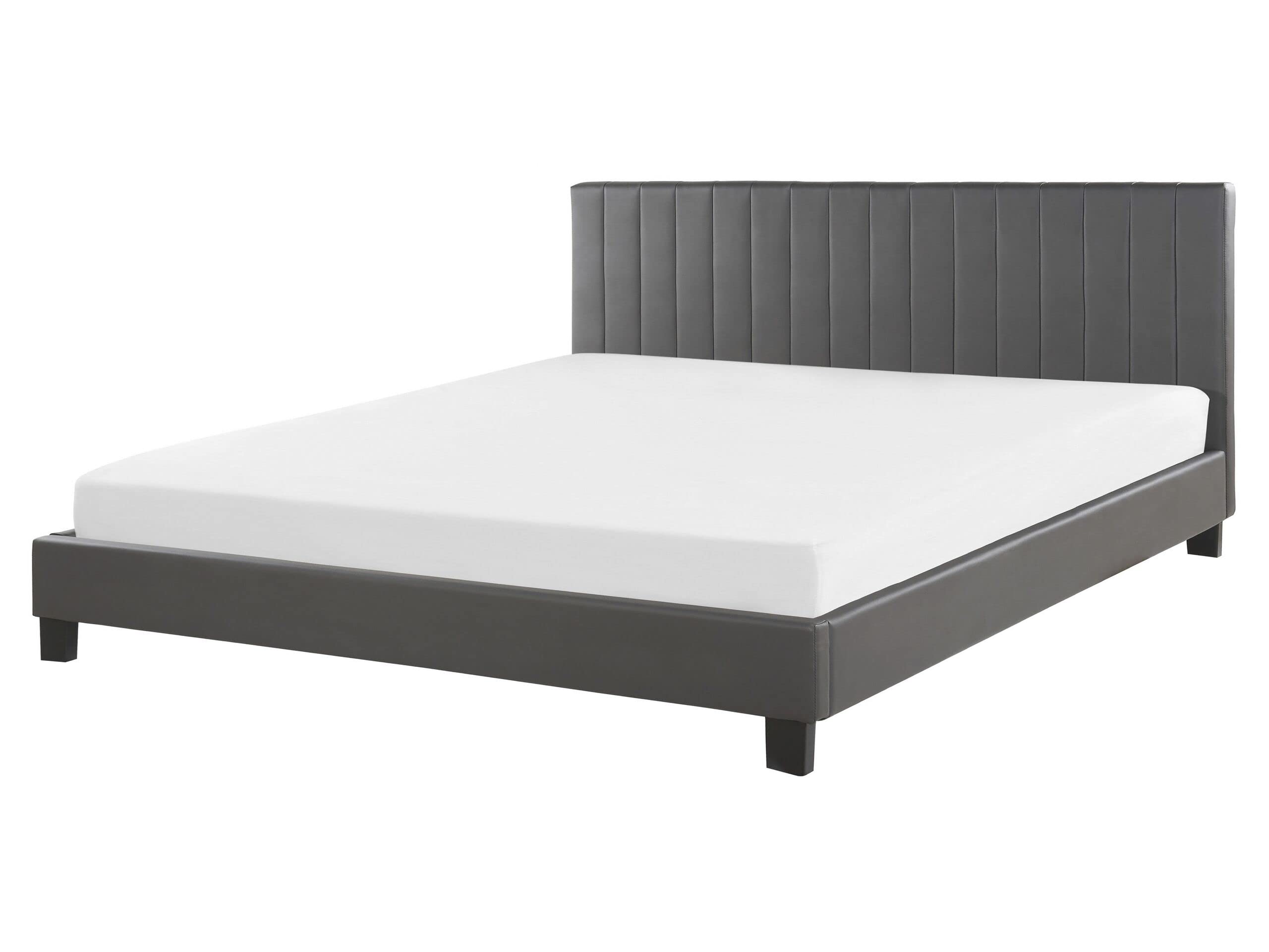beliani-poitiers-bett-kunstleder-160x200-cm-grau-lattenrost image 1