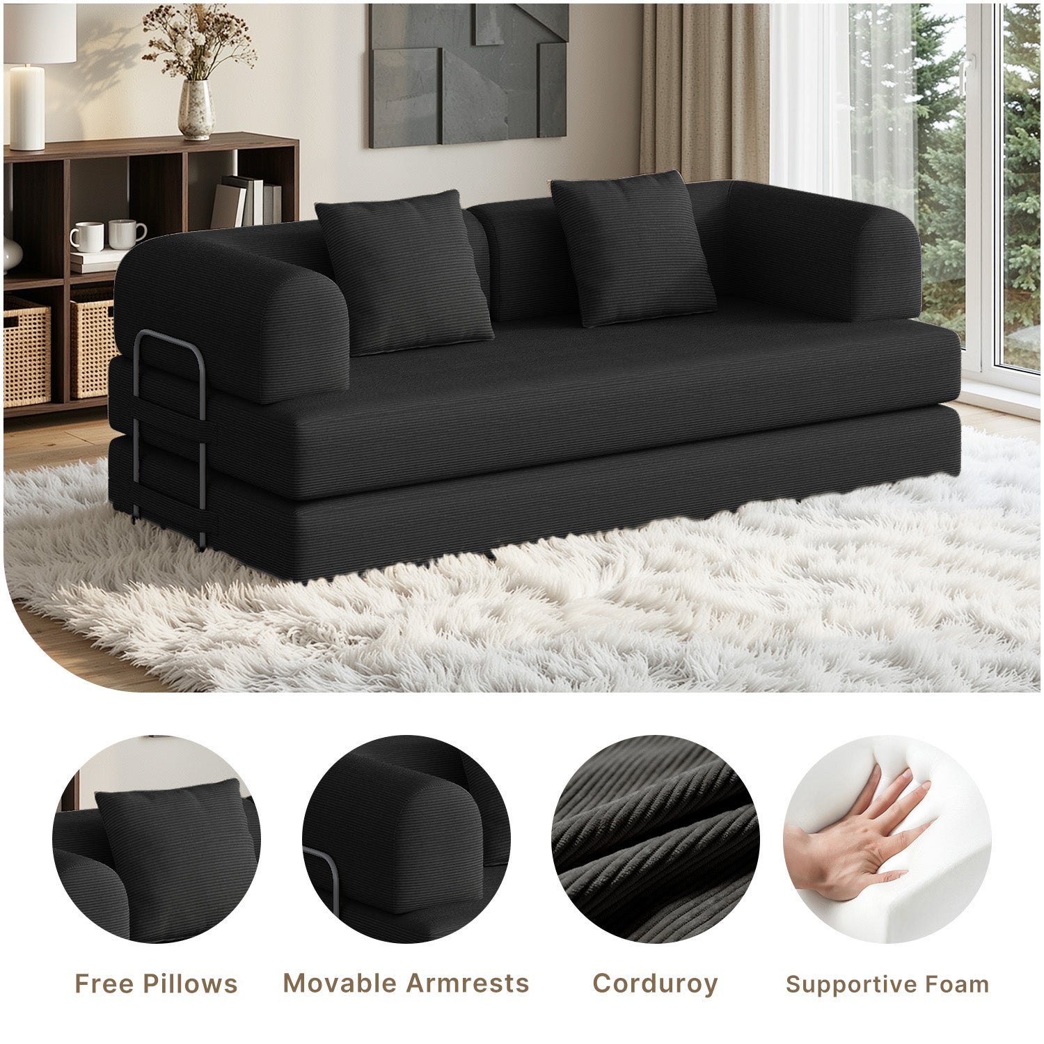 bealife-ar62-schlafsofa-cord-schwarz-200-cm-3-sitzer image 4