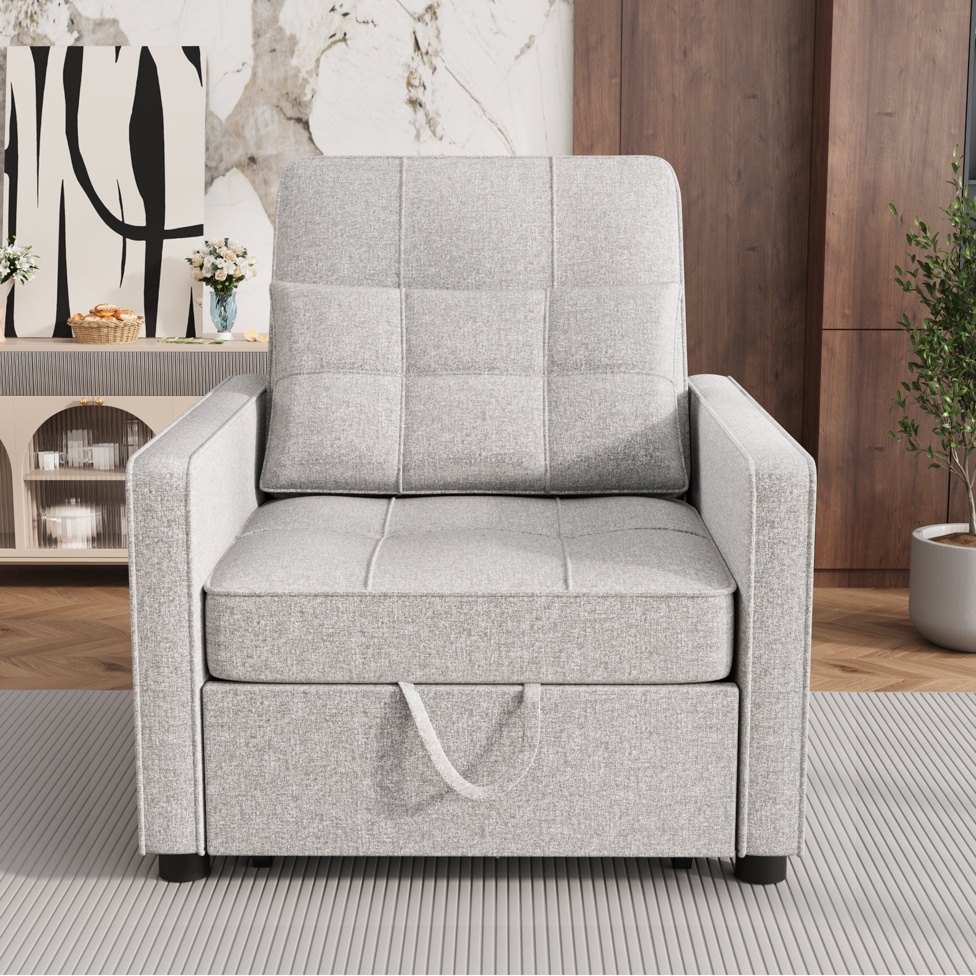 homall-schlafsessel-sesselbett-beige-3in1-verstellbar image 1