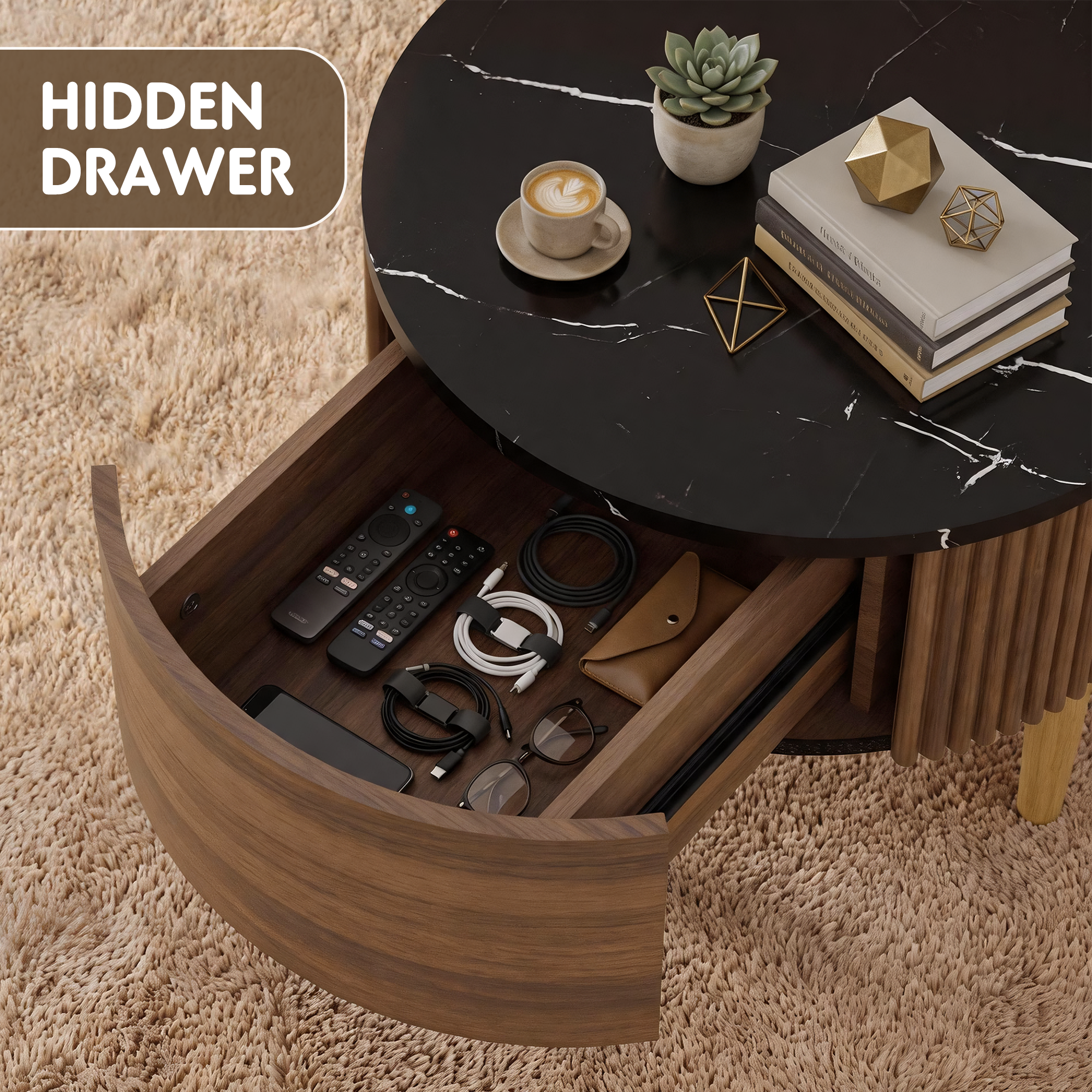homall-coffee-table-couchtisch-set-2-tlg-walnuss-led image 3