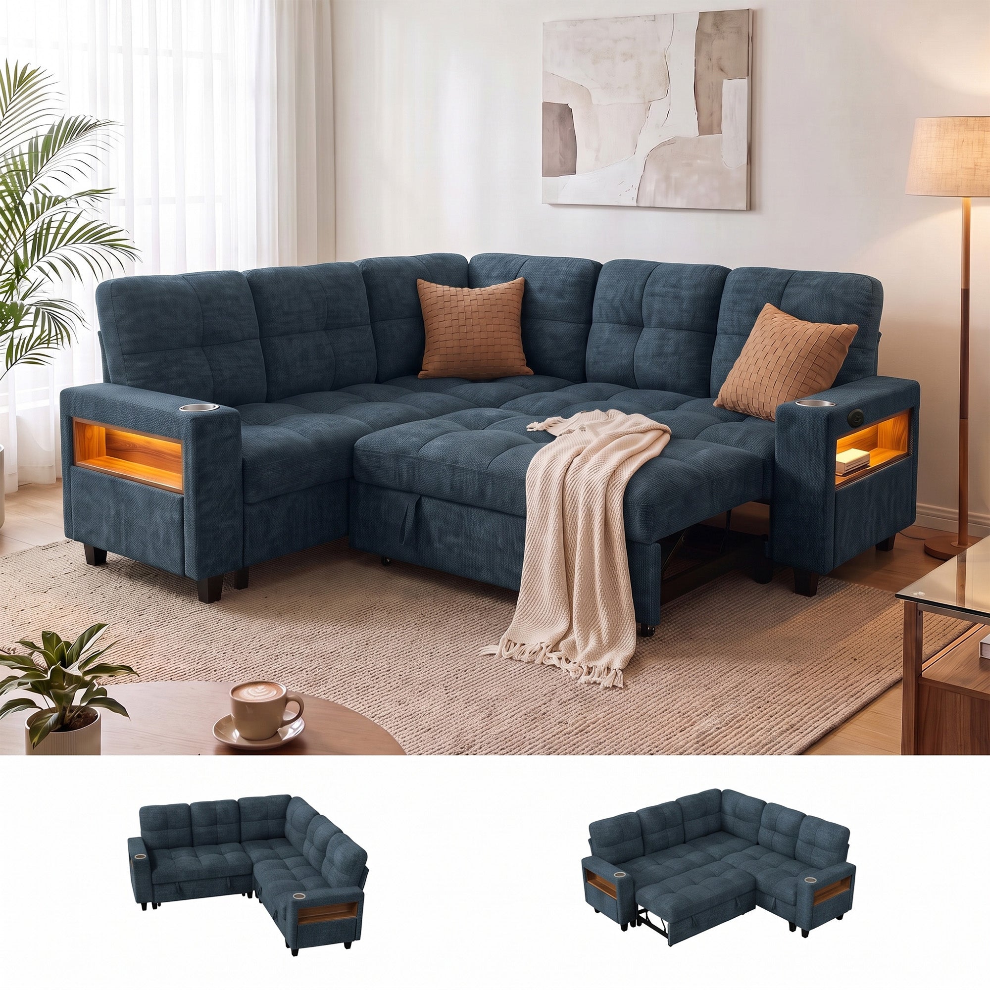 homall-sofa-modular-ecksofa-stoff-grau-mit-stauraum-usb image 4