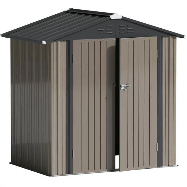 homall-metal-shed-ger-tehaus-metall-braun-6x8 image 1