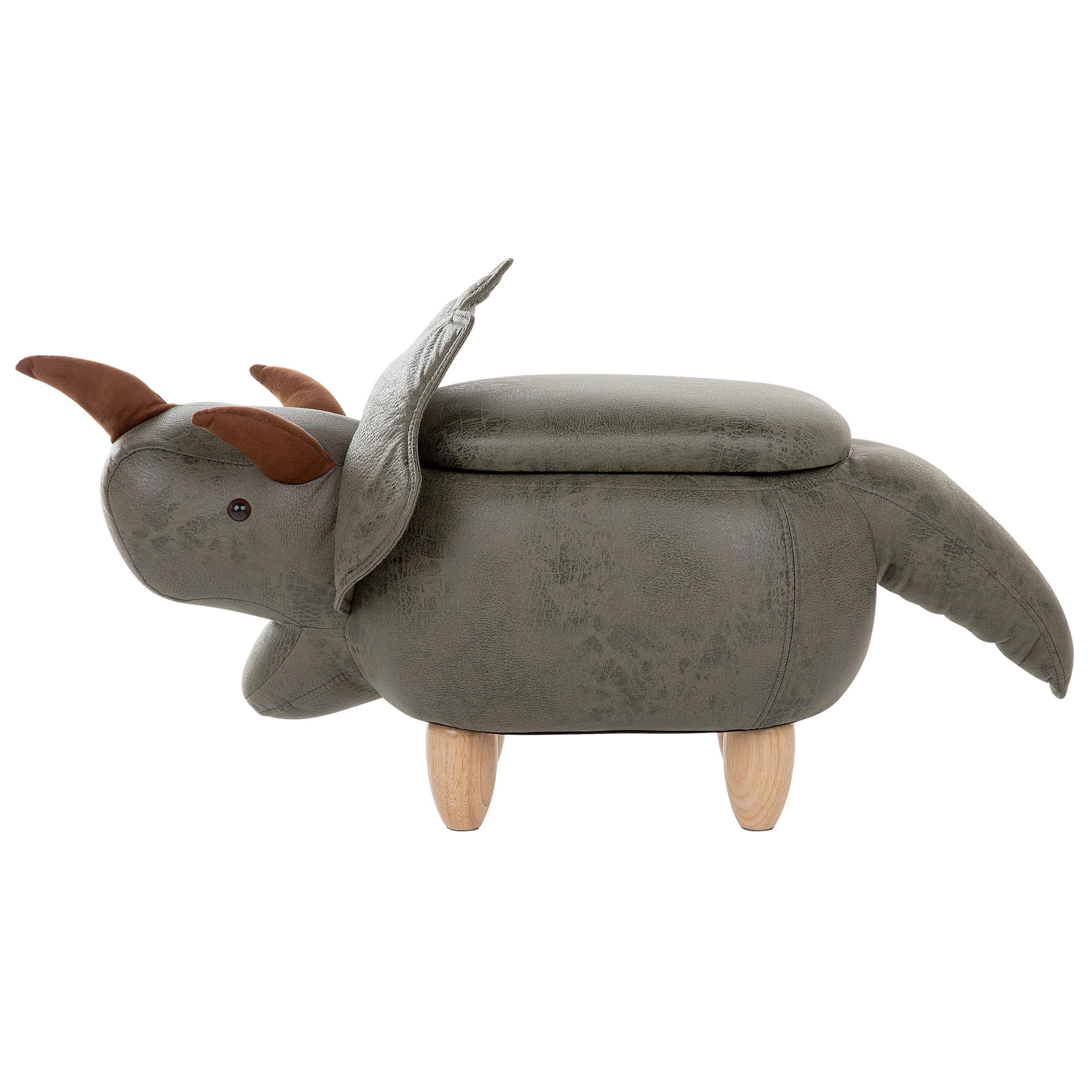 beliani-triceratops-dino-hocker-gr-n-kinder-holz image 4