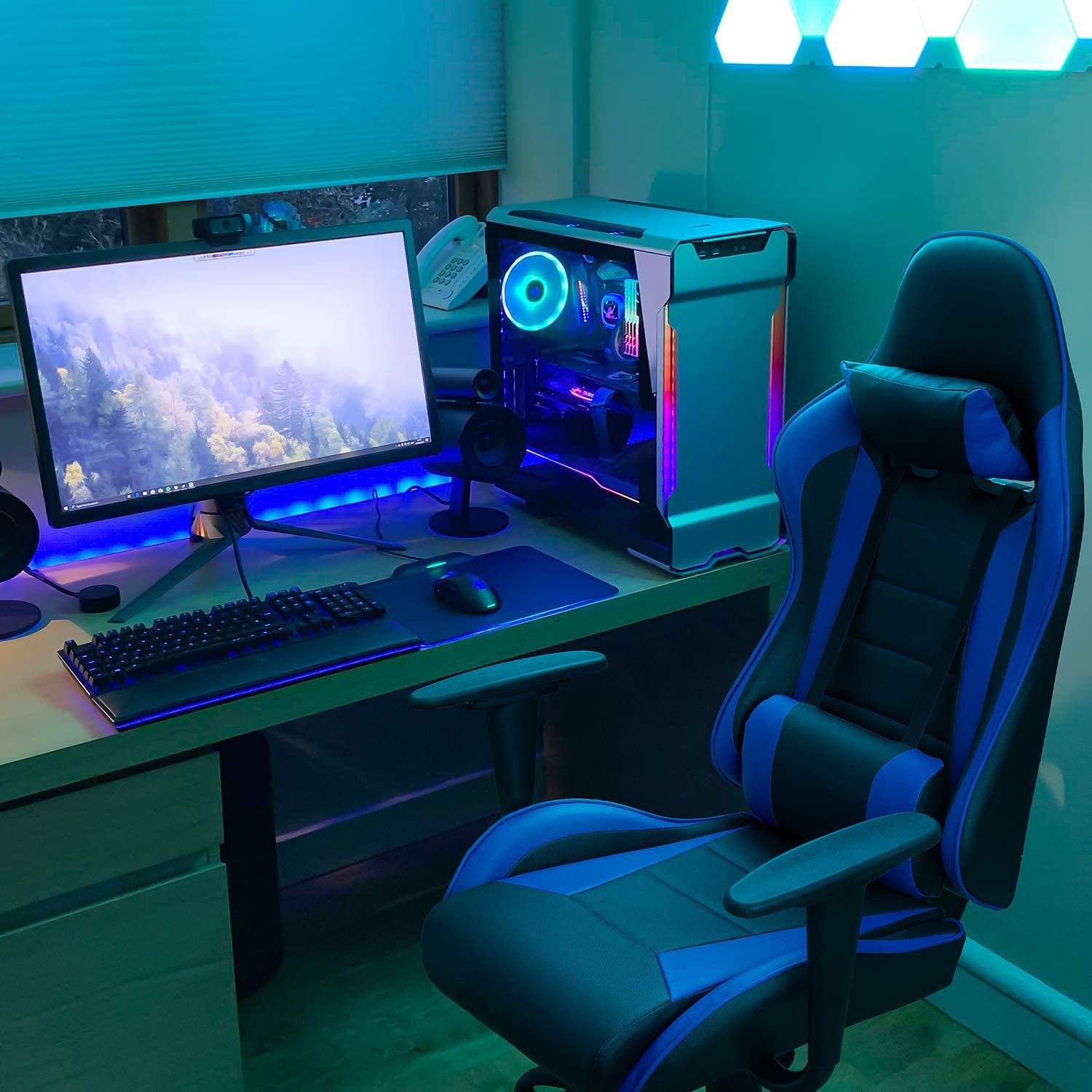 homall-gaming-stuhl-b-rostuhl-pu-leder-blau-h-henverstellbar image 2