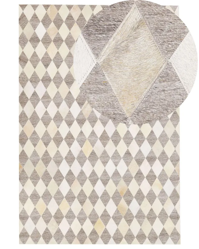 beliani-seslice-lederteppich-160x230-cm-beige-braun-karo image 1