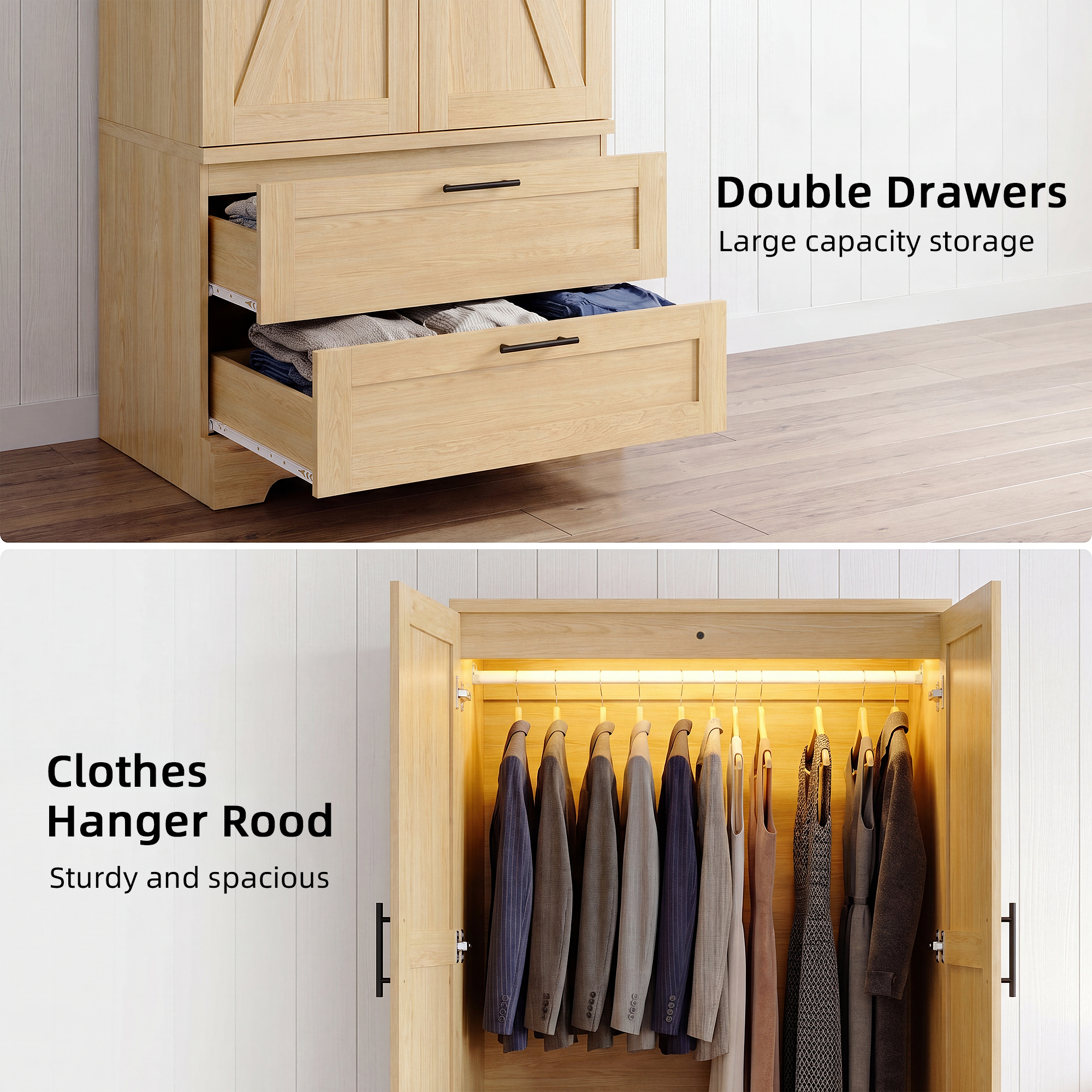 homall-bedroom-kleiderschrank-schubladen-beige-sensorlicht image 7