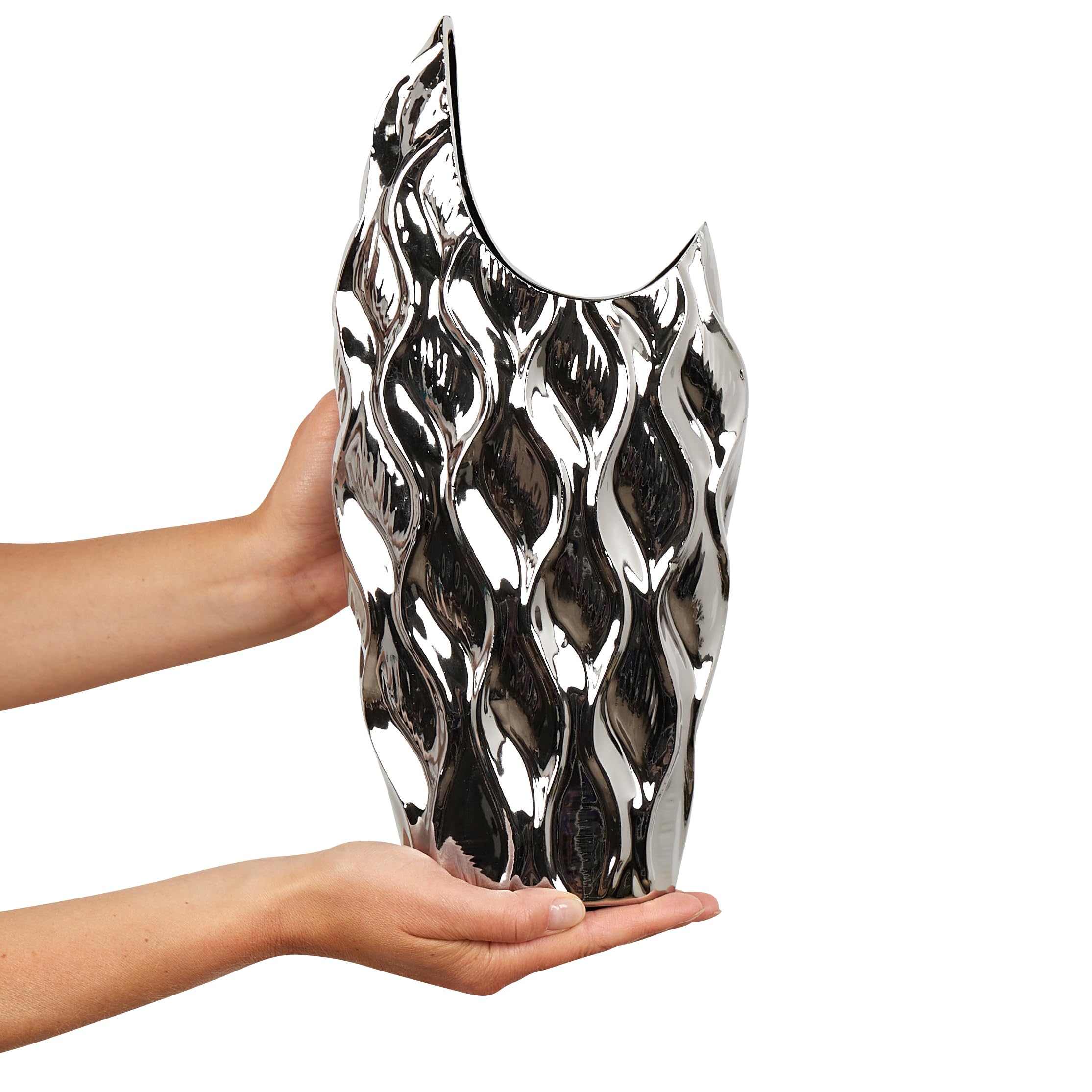 beliani-haluza-vase-silber-steinzeug-deko-silbern image 5