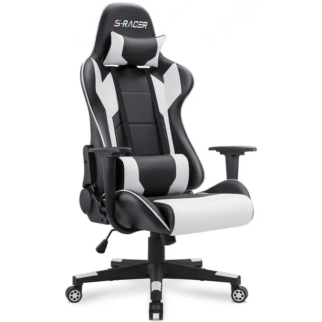 homall-gaming-racing-stuhl-schwarz-mit-kopfst-tze image 1