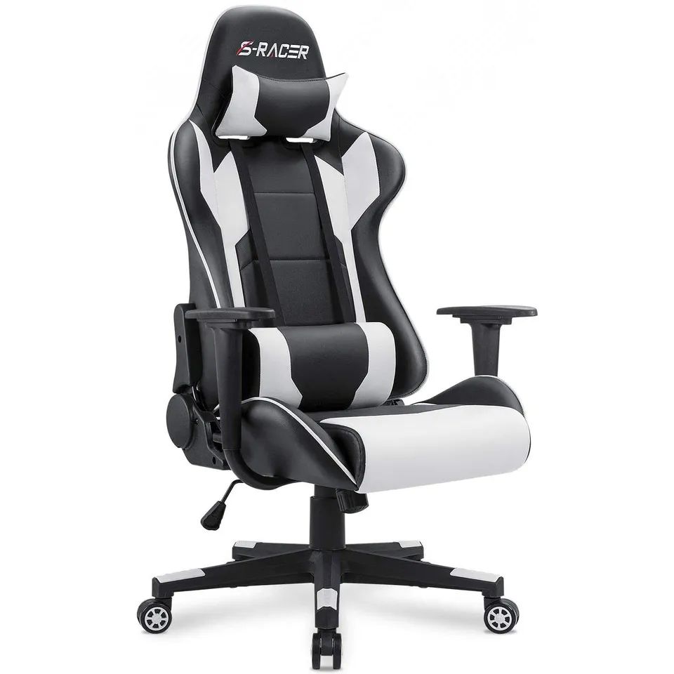 homall-gaming-racing-stuhl-schwarz-mit-kopfst-tze image 1