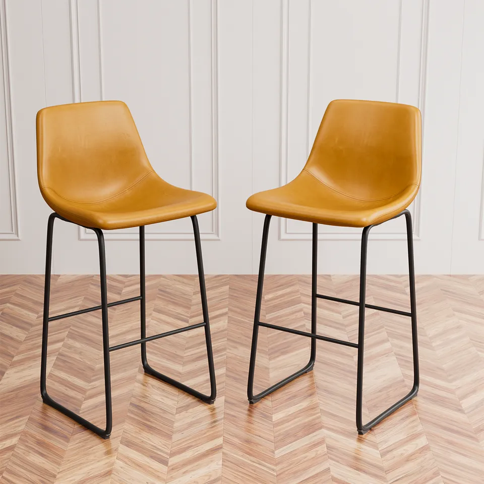 homall-bar-stool-tresenhocker-pu-leder-hellbraun-2er-set image 1