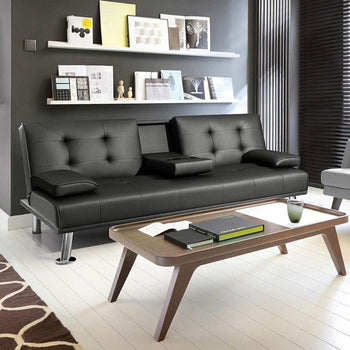 homall-sofa-futon-kunstleder-schlafsofa-schwarz-165-cm image 1