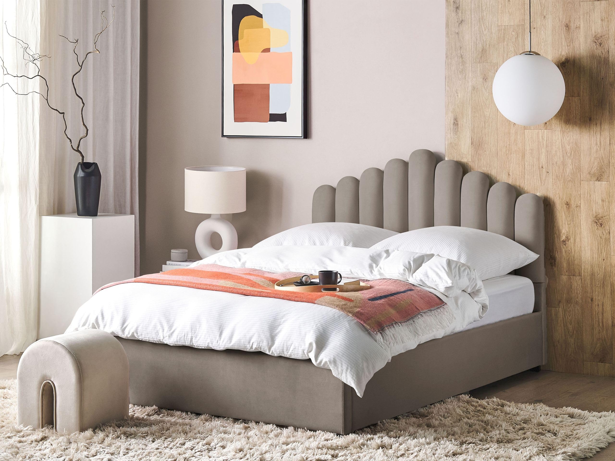 beliani-vincennes-polsterbett-samt-taupe-160x200-muschel image 2