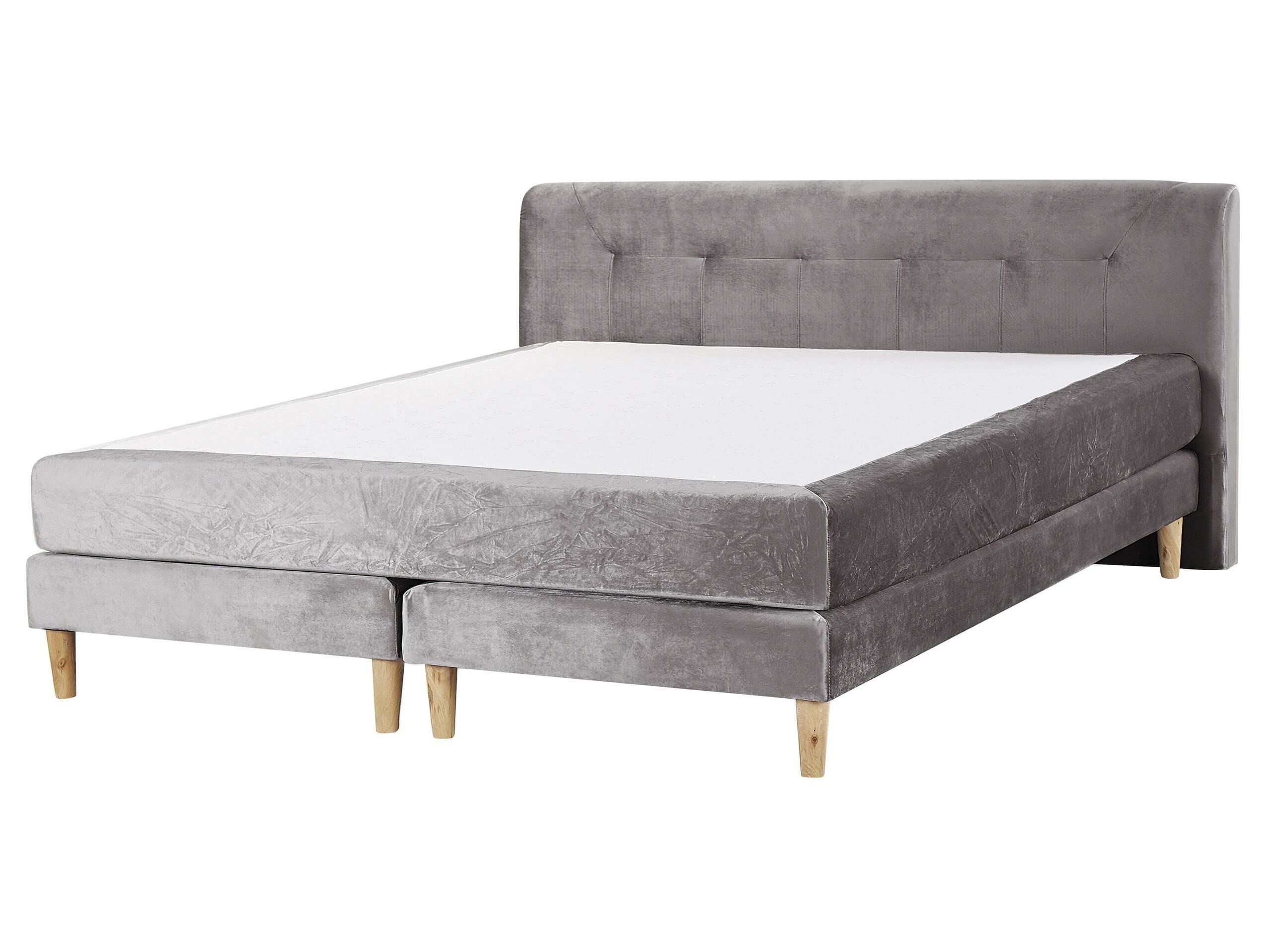 beliani-marquise-boxspringbett-160x200-samt-grau image 1