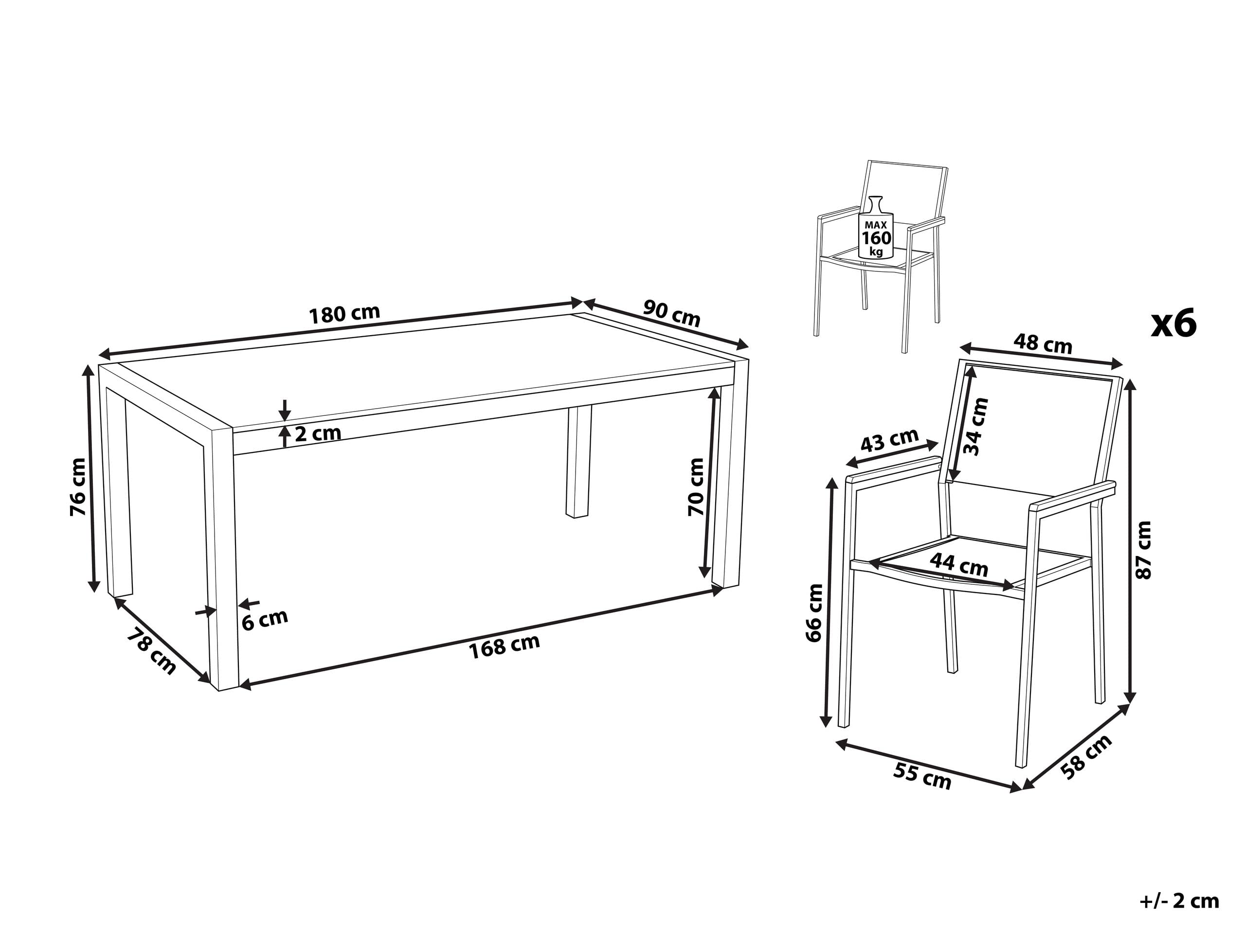 beliani-grosseto-gartenset-180cm-wei-6-st-hle image 3