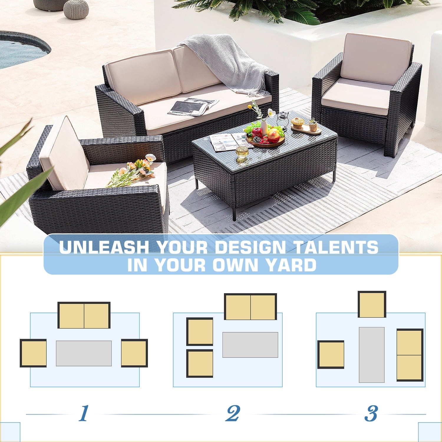 homall-patio-furniture-sitzgruppe-4-teilig-beige-rattan image 3