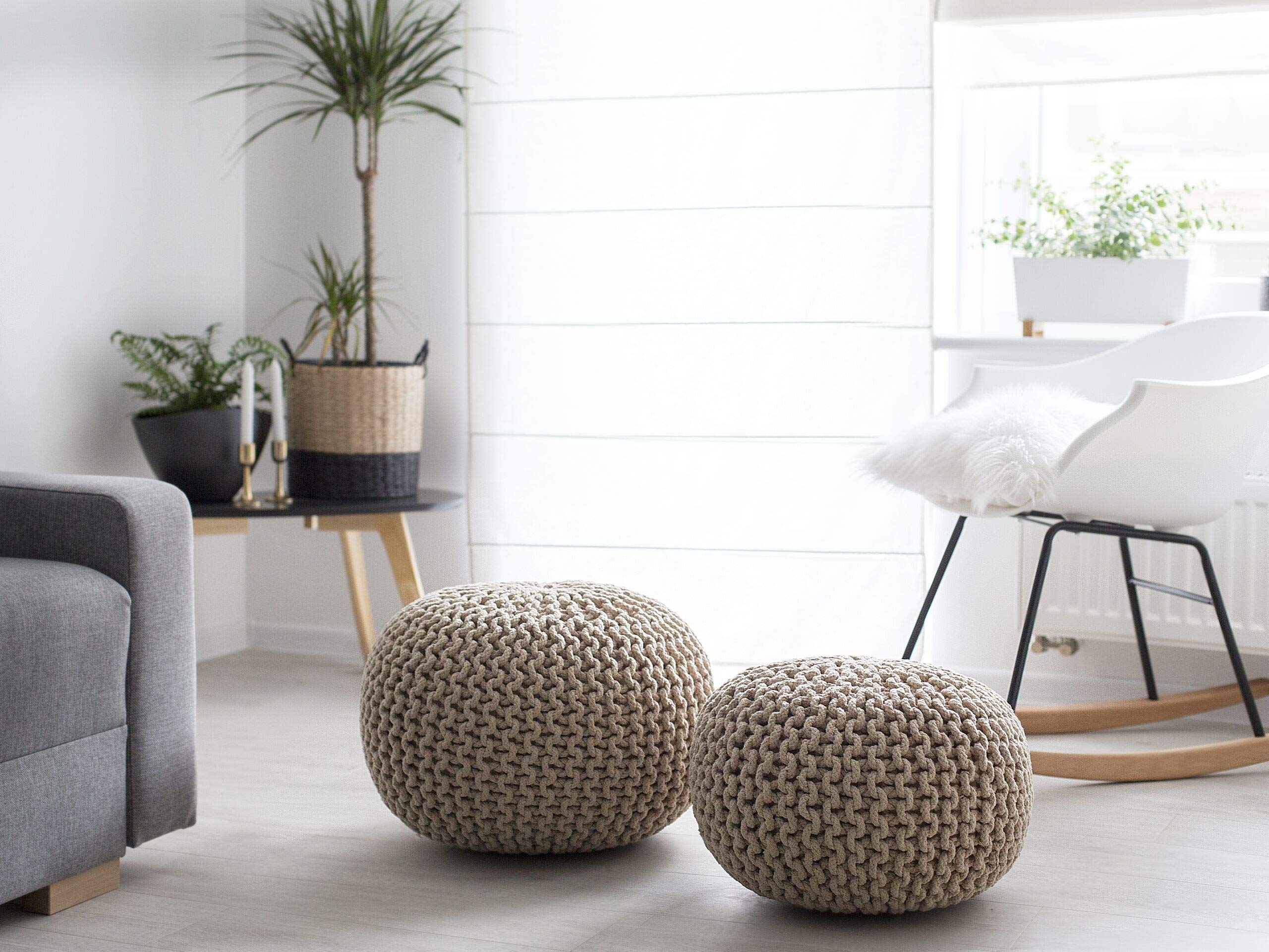 beliani-conrad-sitzpouf-beige-baumwolle-50x35-cm-strick image 2