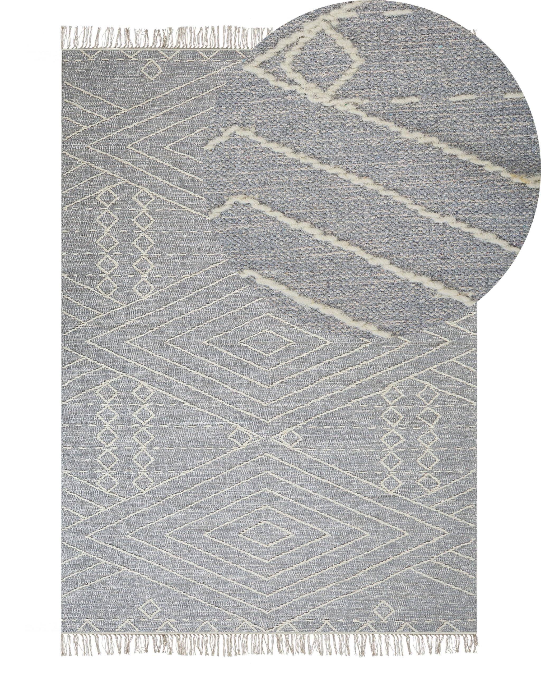 beliani-khenifra-teppich-80x150-hellgrau-geometrisch-baumwolle image 1