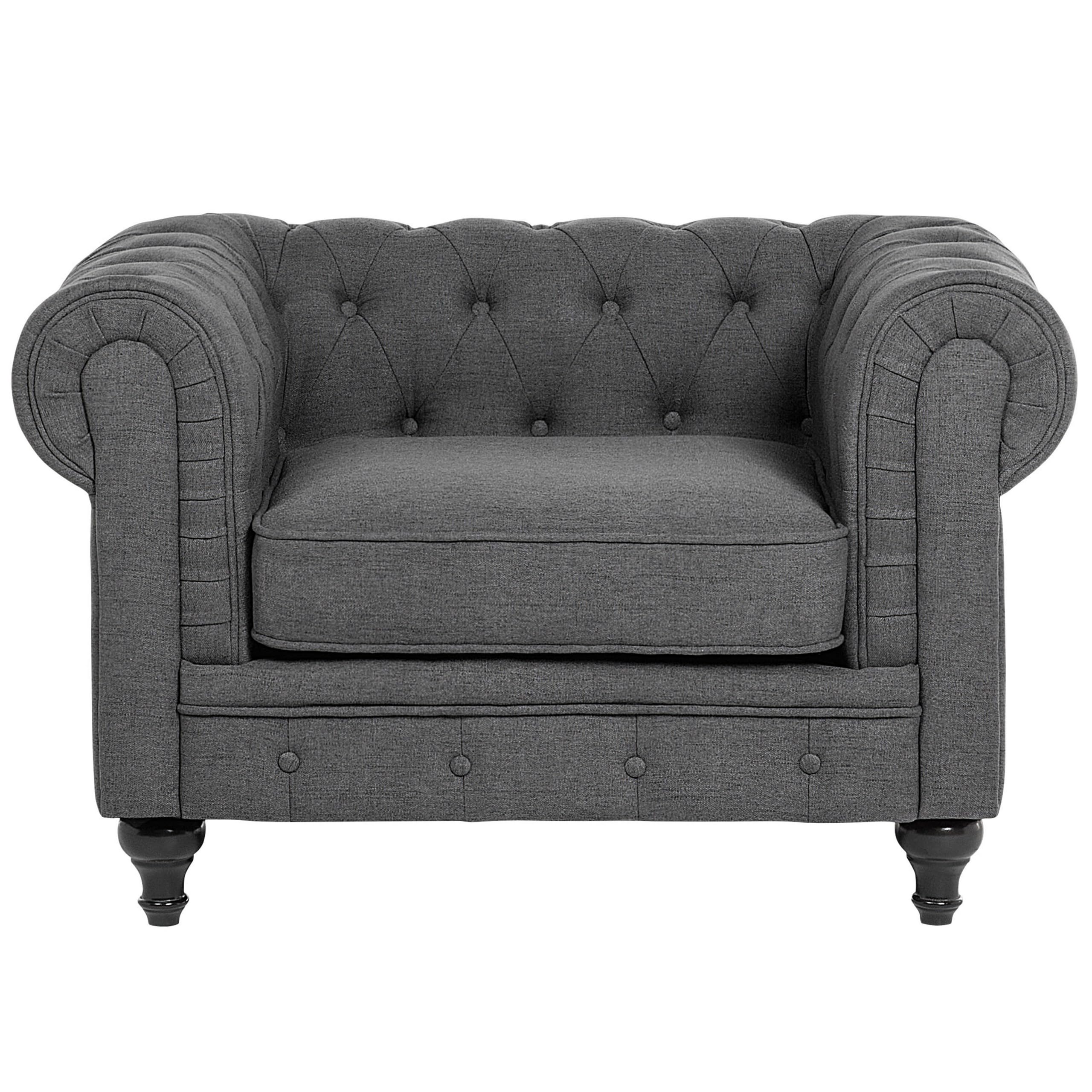 beliani-chesterfield-sessel-grau-polstersessel-stoff-knopfheftung image 3