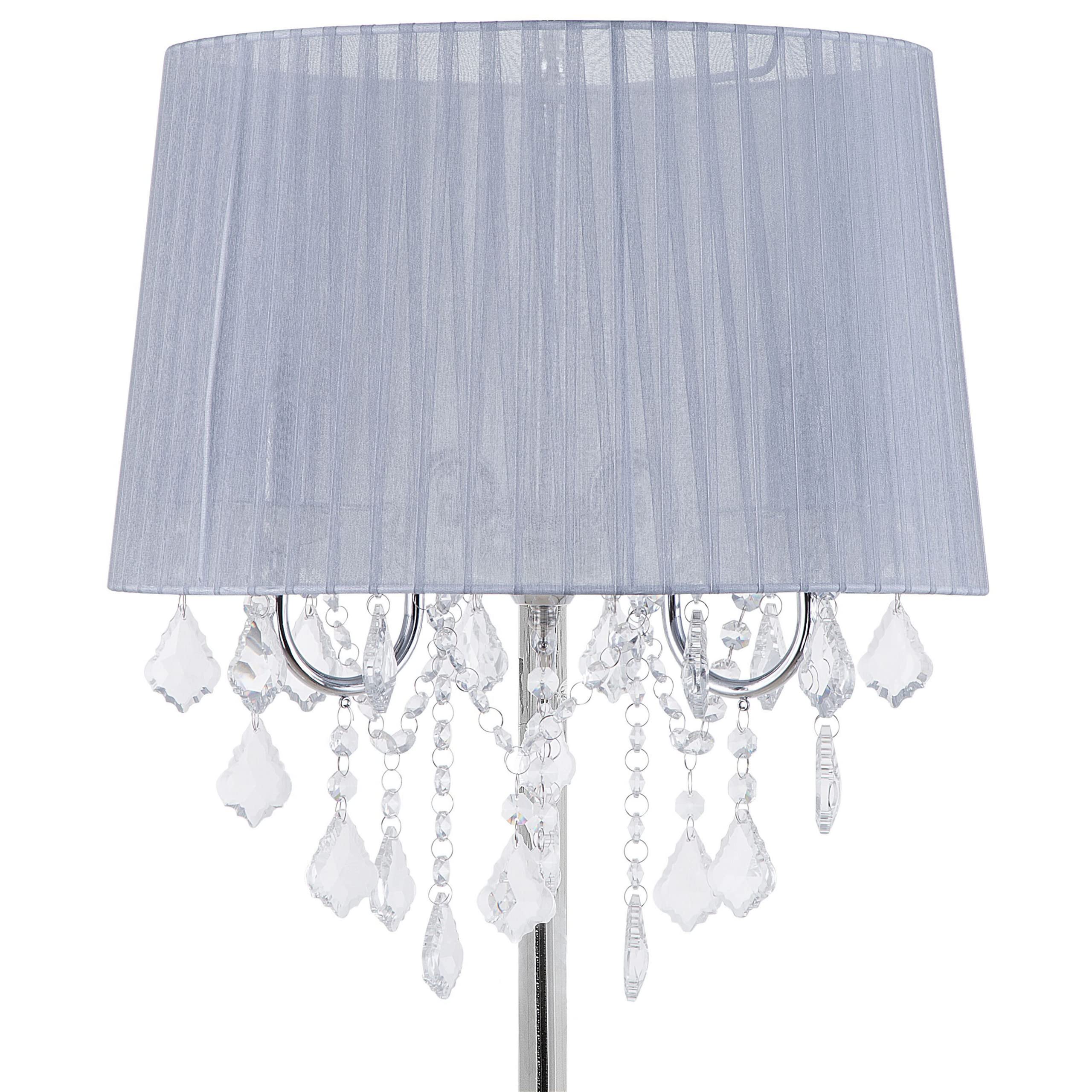 beliani-evans-stehlampe-grau-stoffschirm-kristall-glamour image 4
