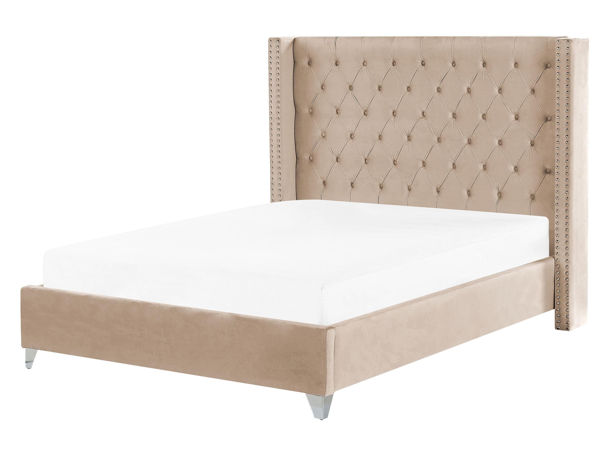 beliani-lubbon-polsterbett-samt-beige-160x200-chesterfield image 1