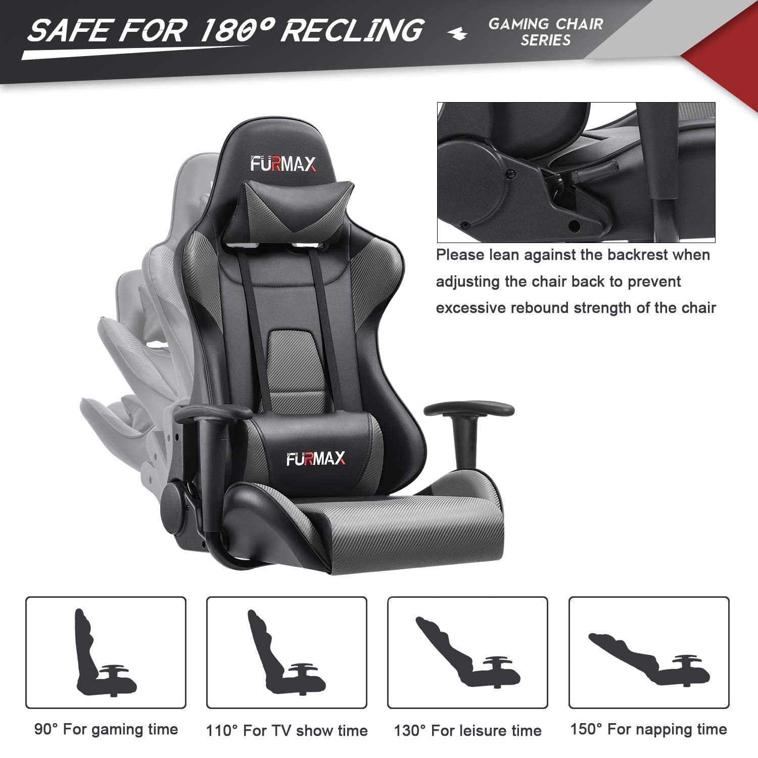 homall-gaming-b-rostuhl-racing-schwarz-grau-kunstleder image 4