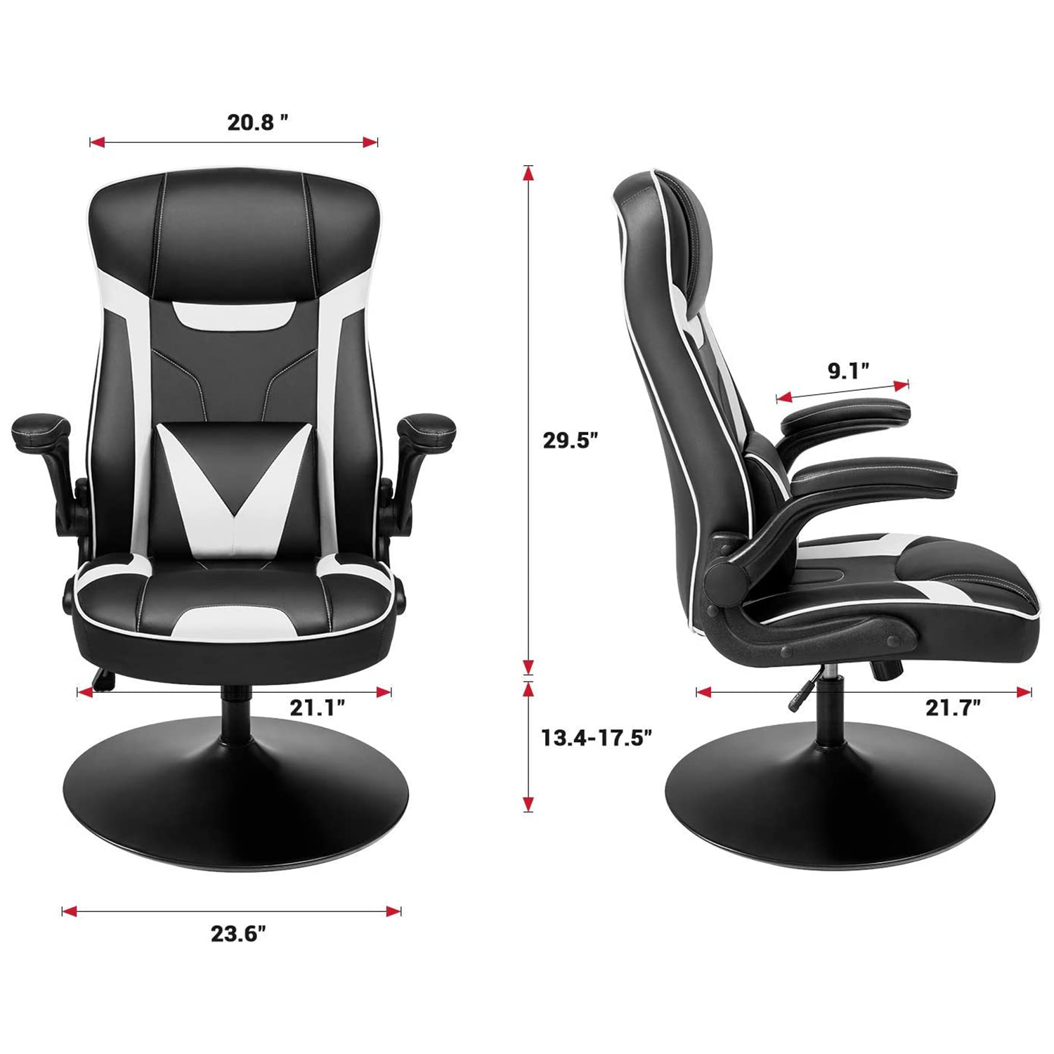 homall-gaming-stuhl-racing-weiss-mit-wippfunktion image 7
