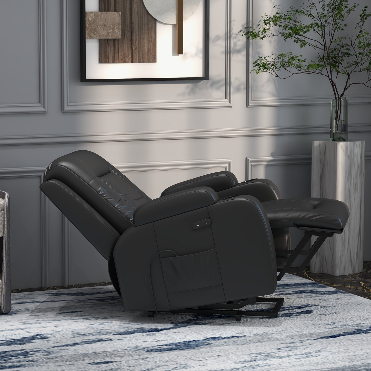 homall-recliner-aufstehsessel-kunstleder-schwarz-massage image 4