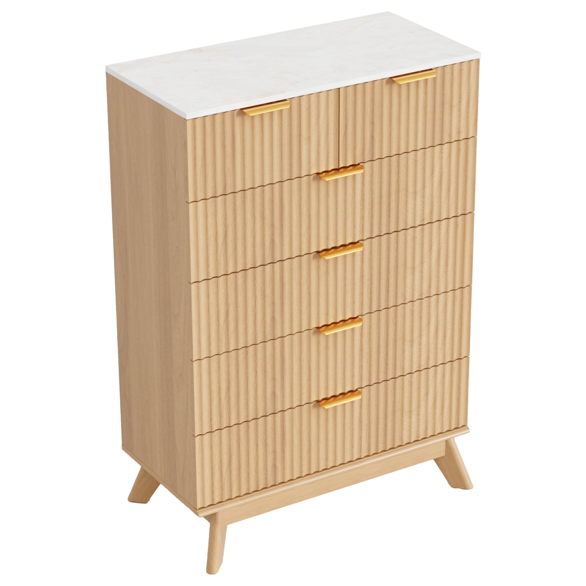 homall-bedroom-kommode-6-schubladen-natur-marmoroptik-rillenfront image 4