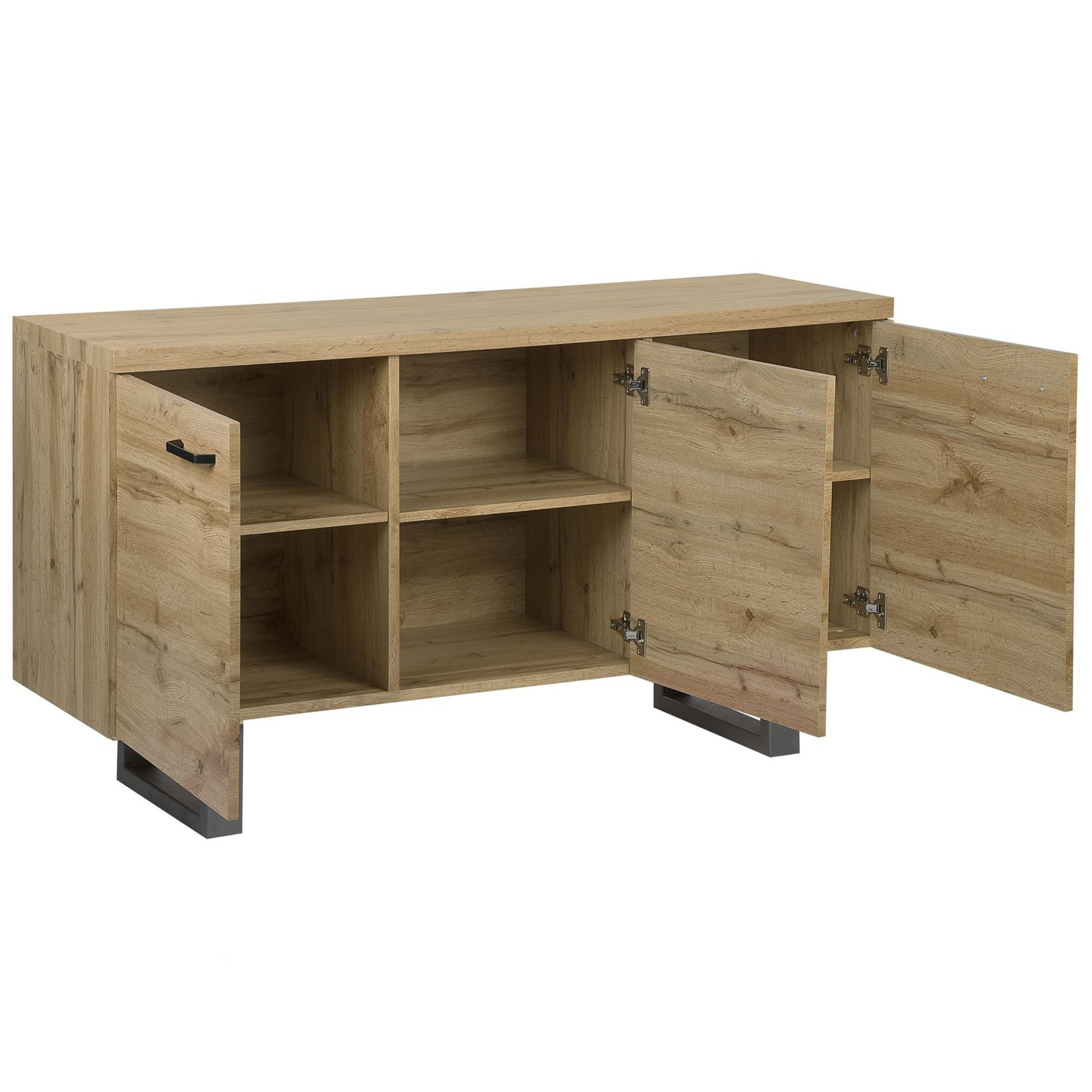 beliani-timber-sideboard-140-cm-hell-kommode-3-t-ren image 5