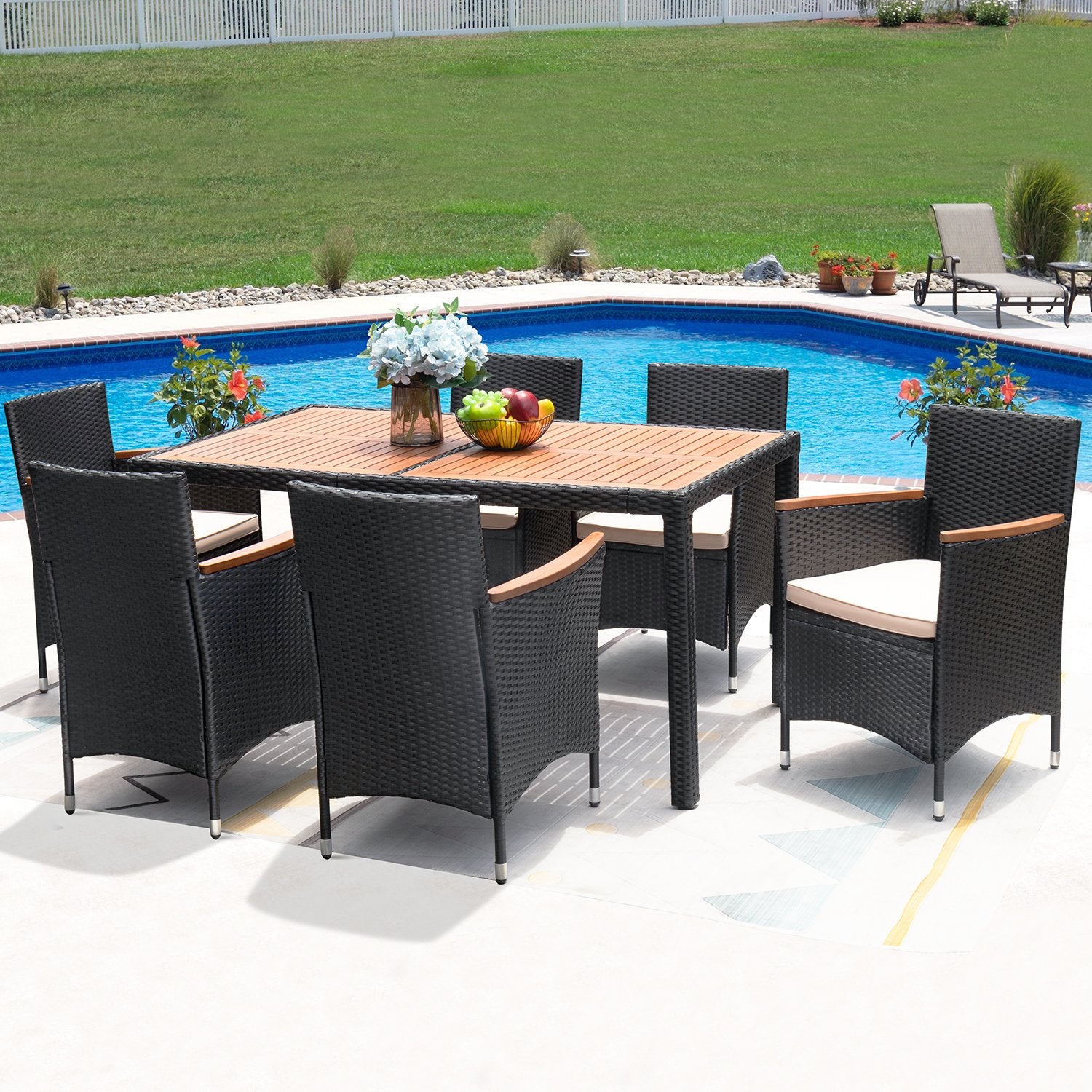 homall-patio-furniture-set-7-teilig-akazie-rattan-braun-beige image 3