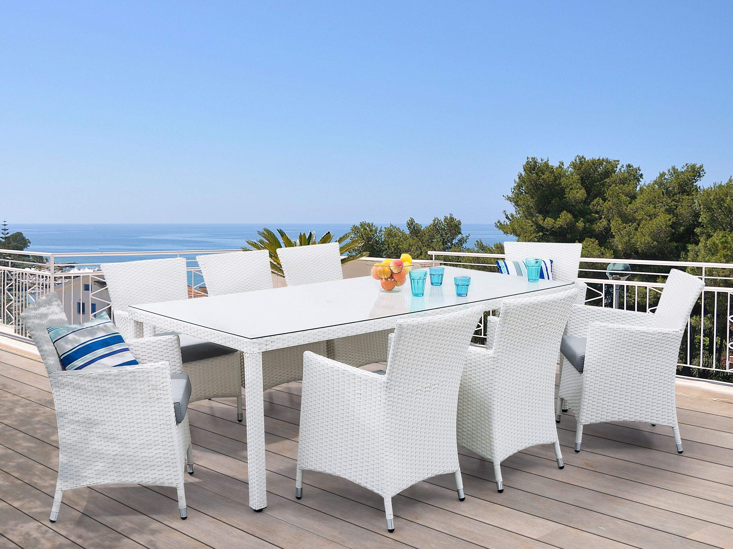 beliani-italy-gartenset-8-sitzer-rattan-wei-glas image 2