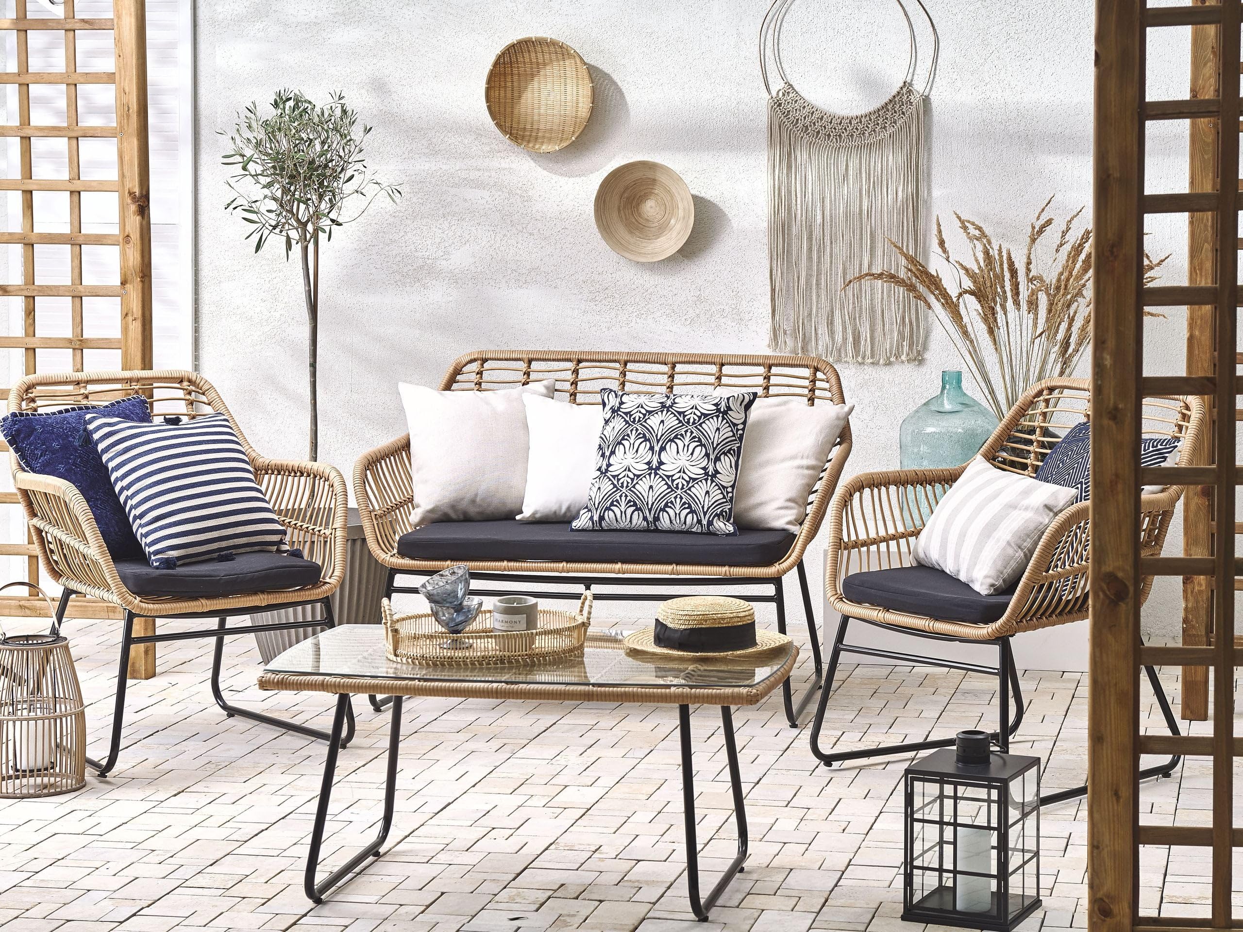 beliani-minori-gartenm-bel-set-rattan-4-teilig-natur-schwarz image 2